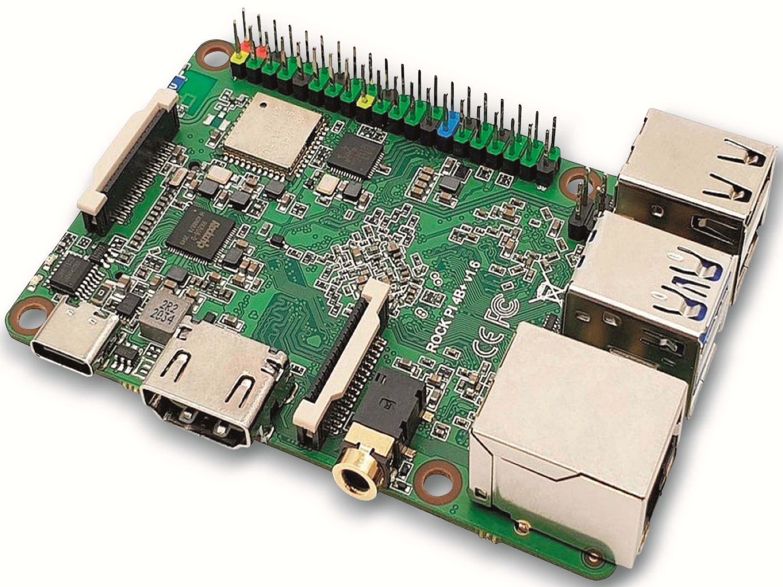 Entwicklerboard Rock Pi Modell 4B. 2GB RAM, 16 GB eMMC