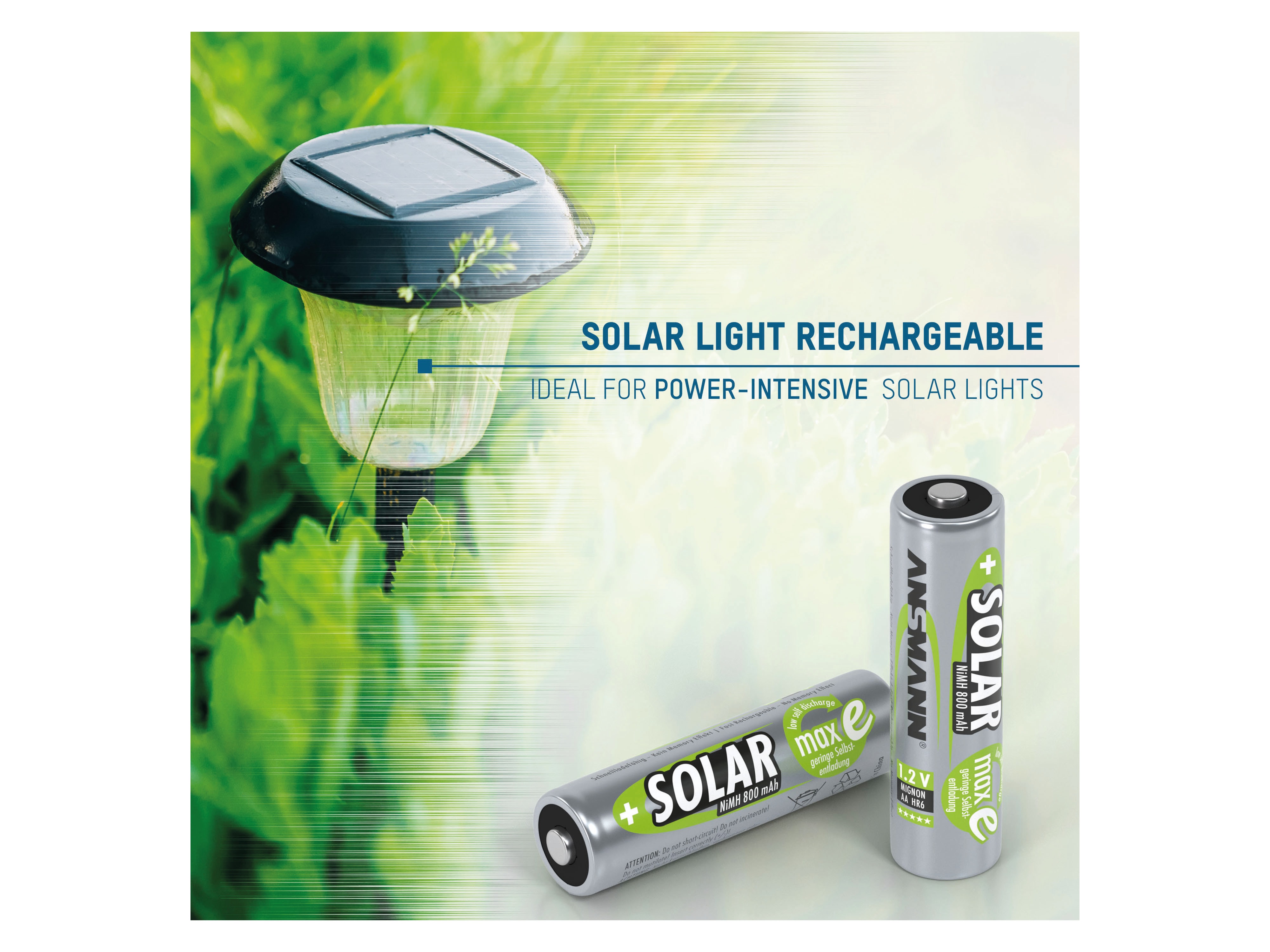 ANSMANN Solar NiMH Akku Mignon AA 800 mAh maxE 2-Stück