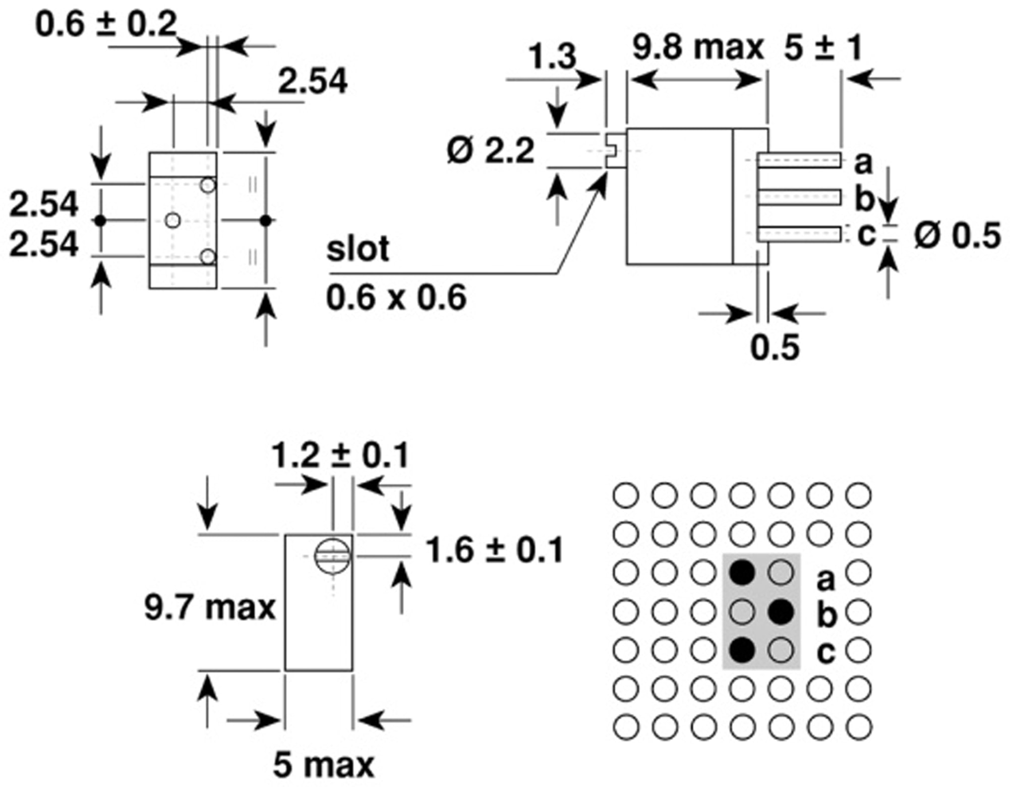 VISHAY Cermet-Trimmer T93YB, stehend, 0,5 W, 100 kΩ