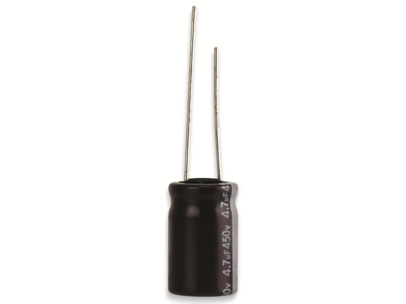 Hochvolt-Elko 4,7µF, 450V, radial, RM 5mm Hochvolt-Elko, 4,7 µF/450 V