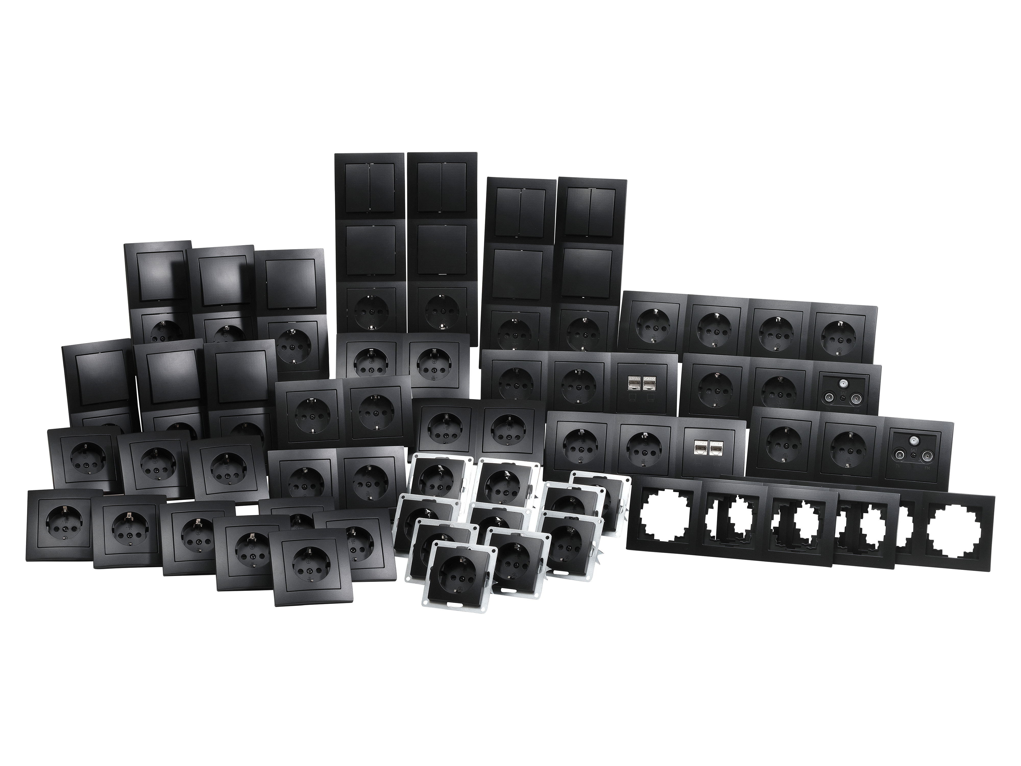 MCPOWER Schalter- u. Steckdosen Set Flair Megaset, matt schwarz, 100-teilig MCPOWER Schalter- u. Steckdosen Set Flair Megaset, matt schwarz, 100-teilig