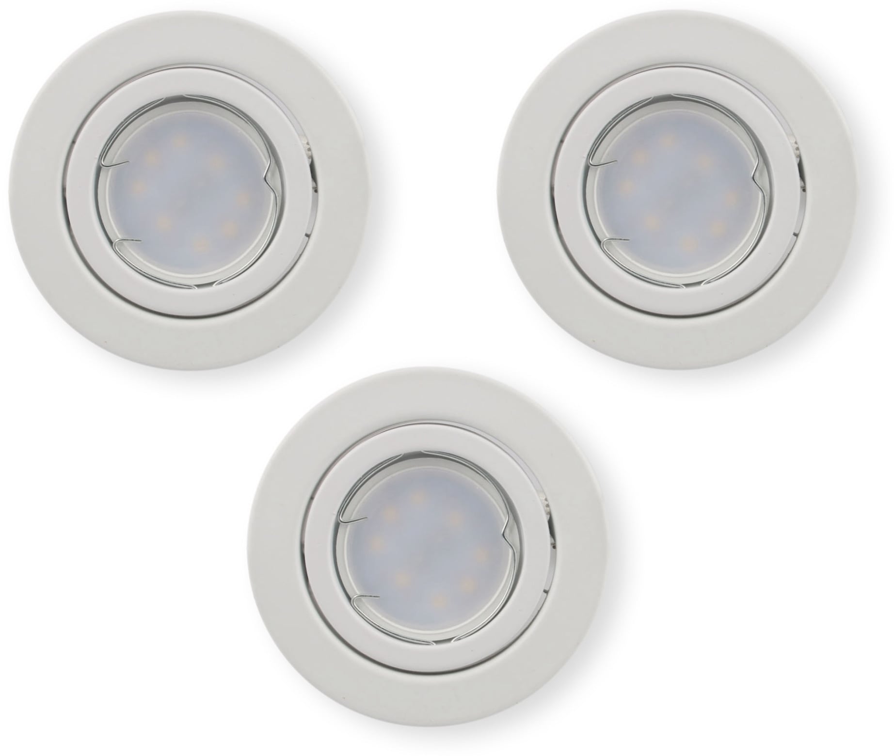 V-TAC LED-Einbauleuchten Set VT 3333 (8881), GU10, EEK:F, 5W, 400lm, 3000K, weiß, 3 Stück