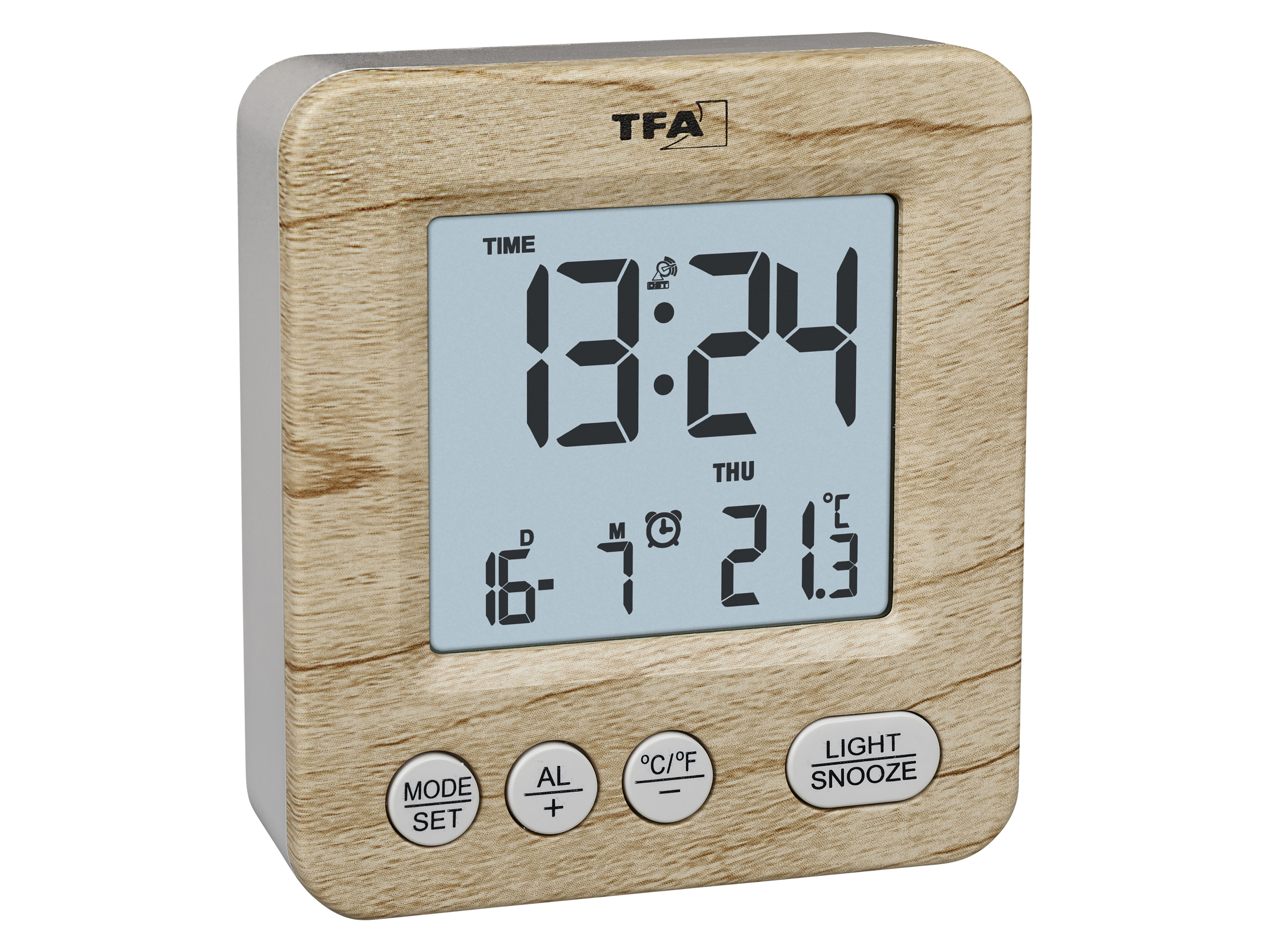 TFA Digitaler Funkwecker NOX 60.2567.08, holzoptik