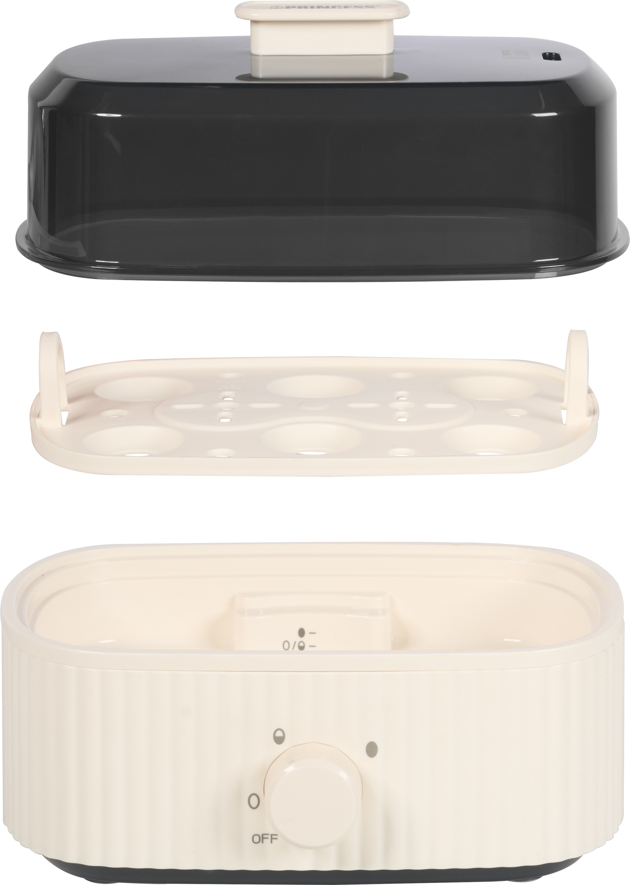 PRINCESS Eierkocher Wave, 6 Eier, inklusive Messbecher, 300W, beige