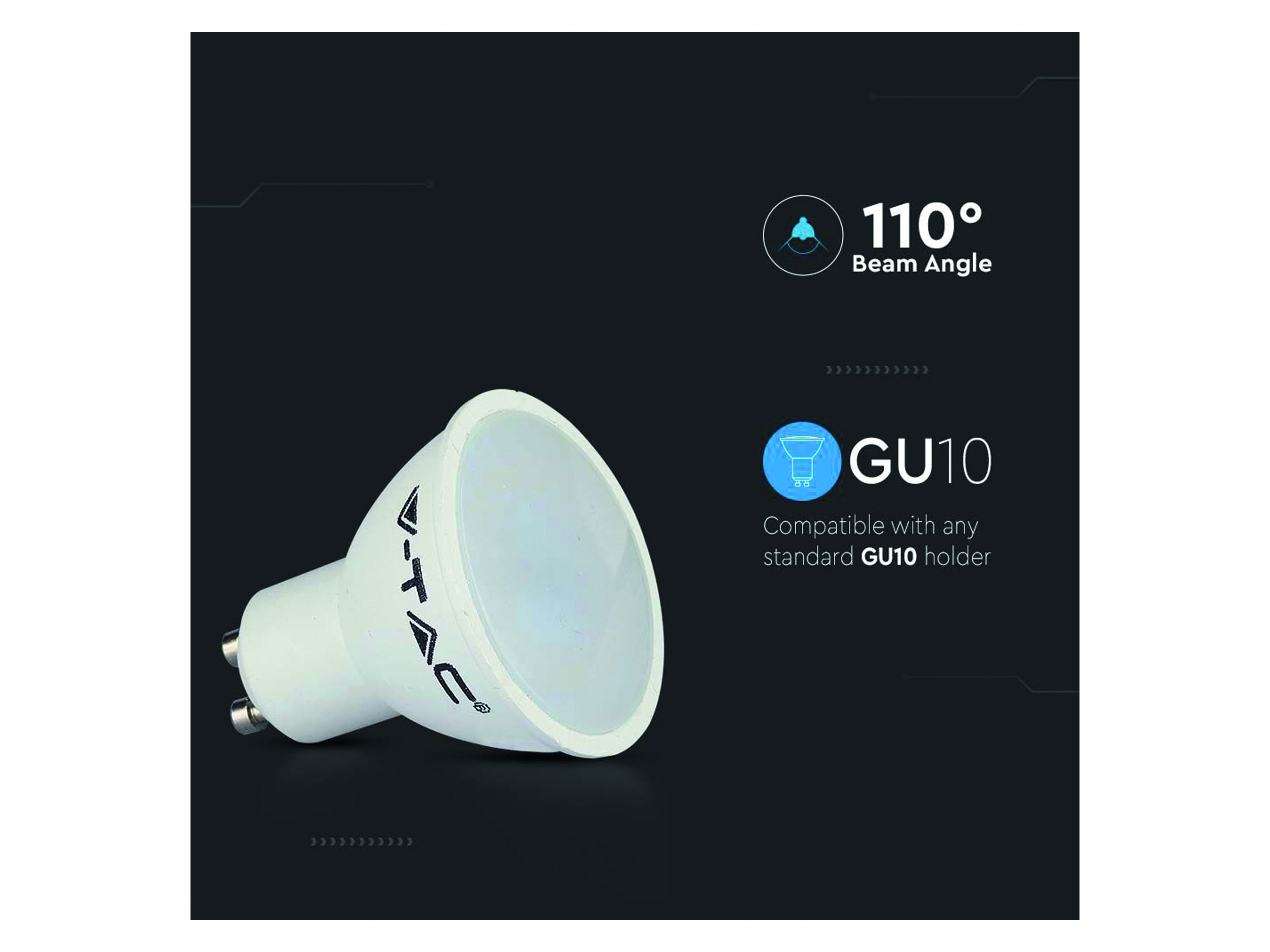 V-TAC LED-SMD-Lampe, PAR16, GU10, EEK: F, 4,5W, 400lm, 3000K, 10 Stück V-TAC LED-SMD-Lampe, PAR16, GU10, EEK: F, 4,5W, 400lm, 3000K, 10 Stück