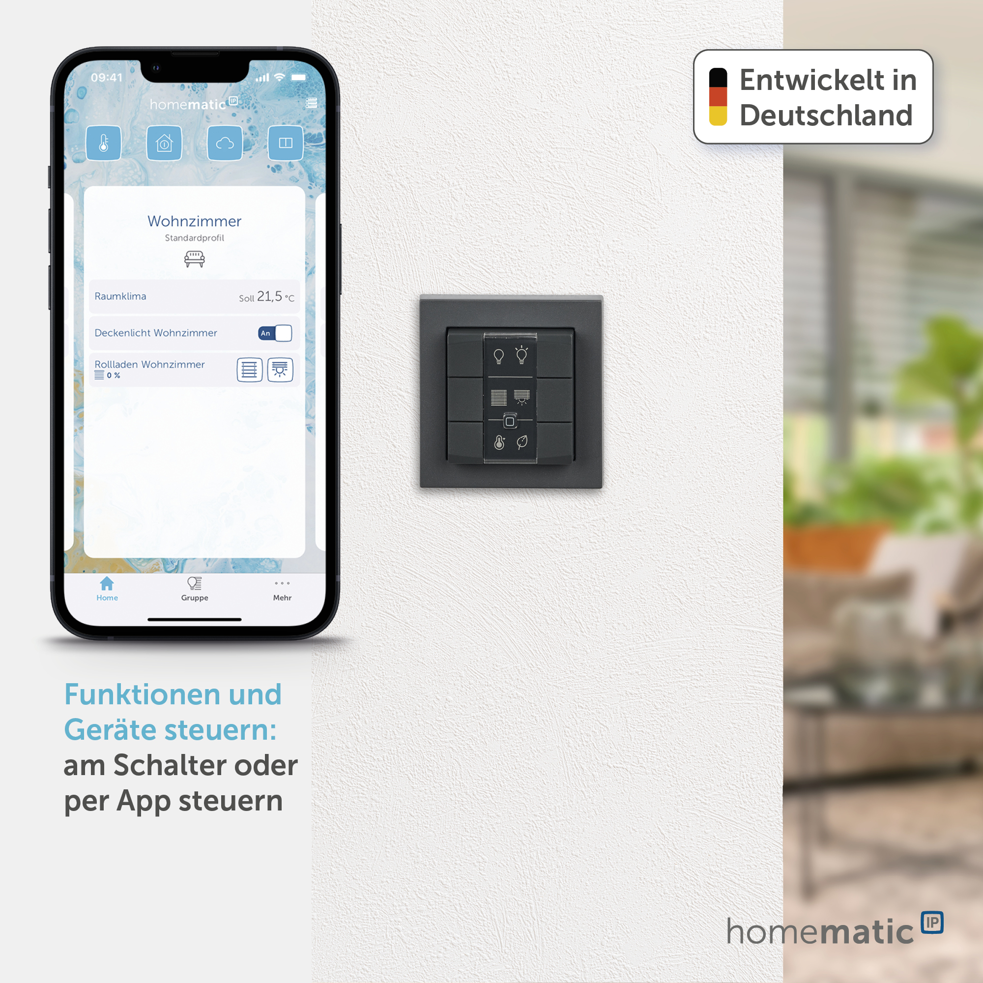 HOMEMATIC IP 159828A0, Wandtaster 6-fach, anthrazit