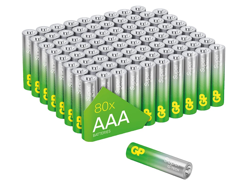 GP Super Alkaline, AAA Micro Batterie, 1,5 V, 80 Stück GP Super Alkaline-Micro-AAA-Batterie LR03, 1,5V, 80 Stück