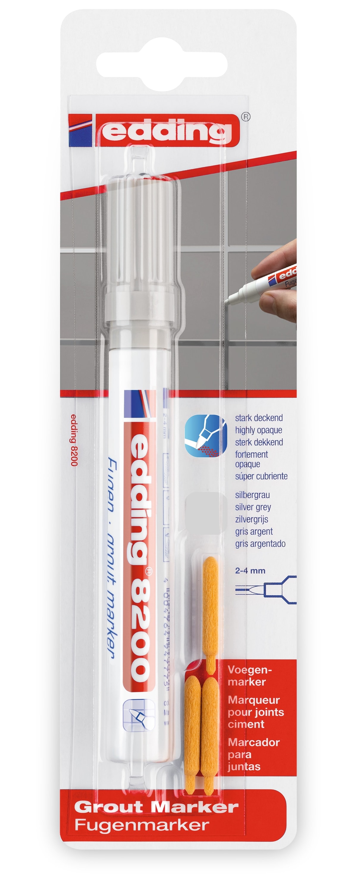 EDDING, 4-8200-1-4026, e-8200/1 BL Rep. Fugenmarker silbergrau EDDING, 4-8200-1-4026, e-8200/1 BL Rep. Fugenmarker silbergrau