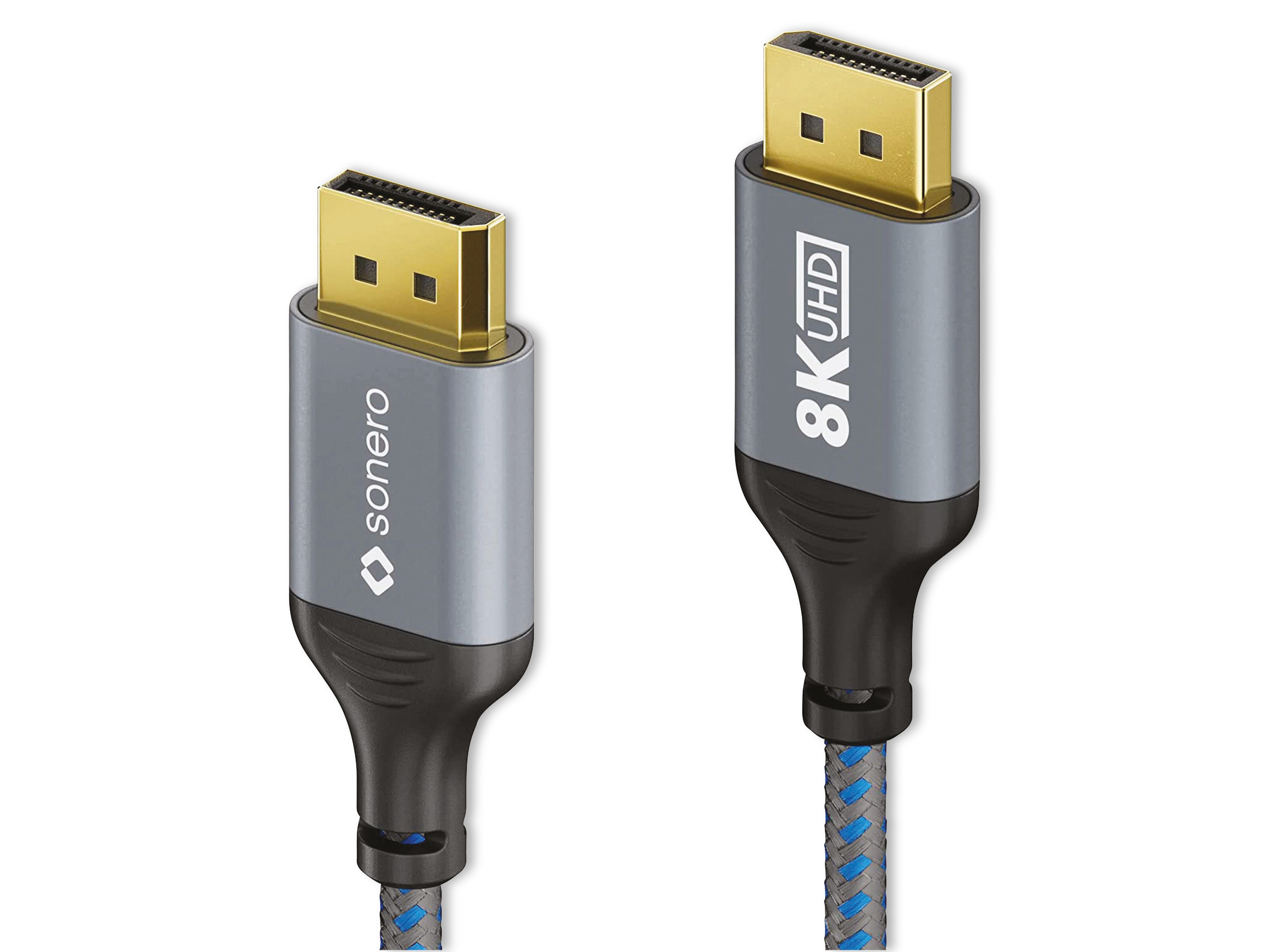 SONERO DisplayPort-Kabel, Stecker/Stecker, 8K60, grau/blau, 2 m