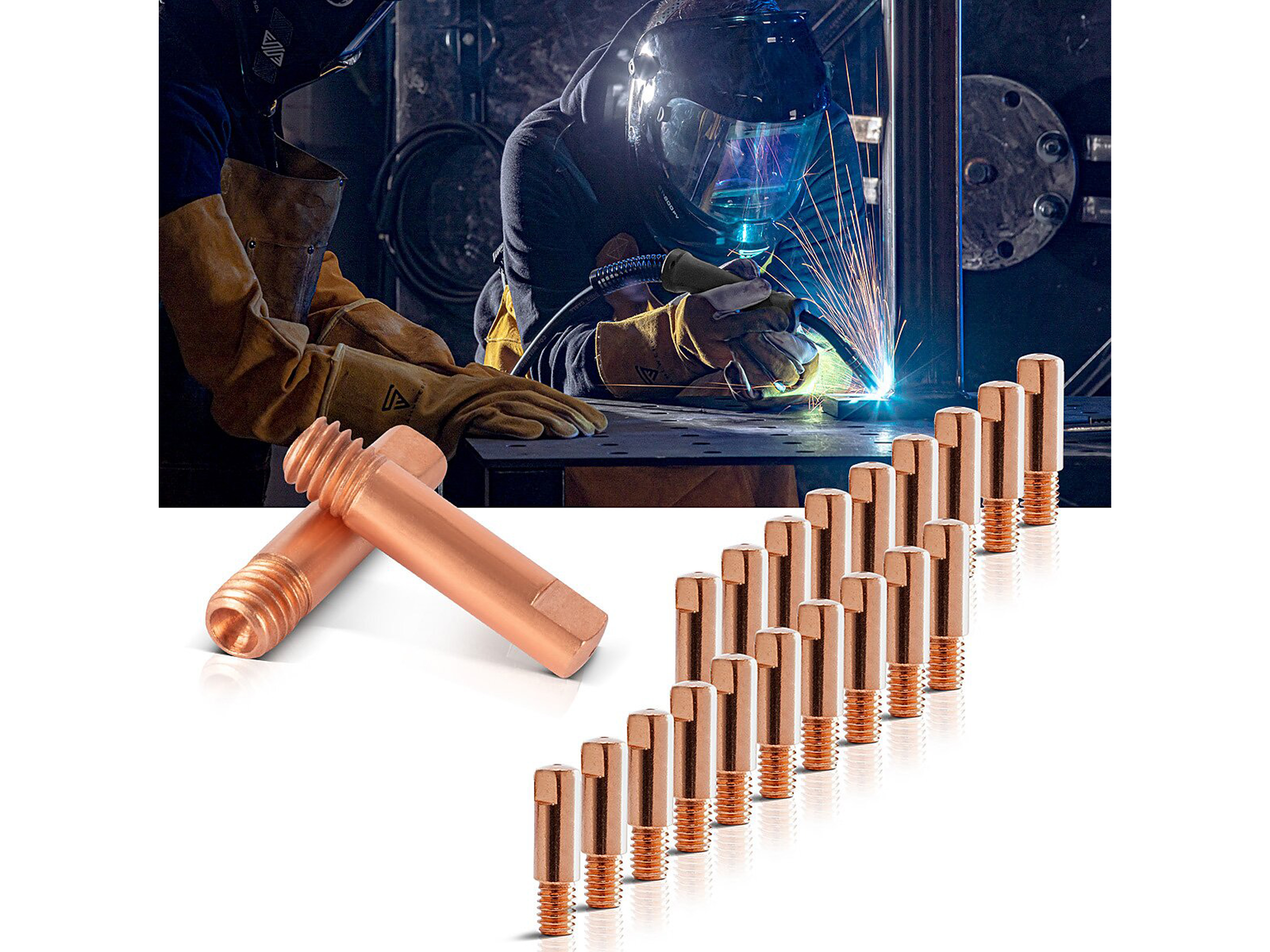 STAHLWERK Stromdüsen/ Kontaktdüsen, 4684, M6x25 in 1,0 mm, MIG MAG Verschleißteile Set, 20er Set