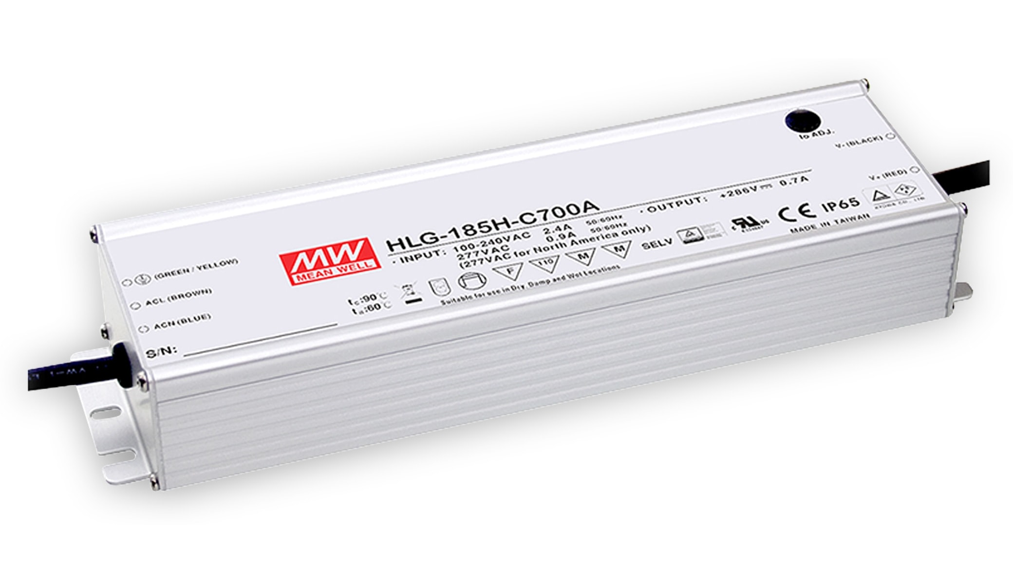 MEAN WELL LED-Netzteil HLG-185H-C700A, 143...286V-/700mA