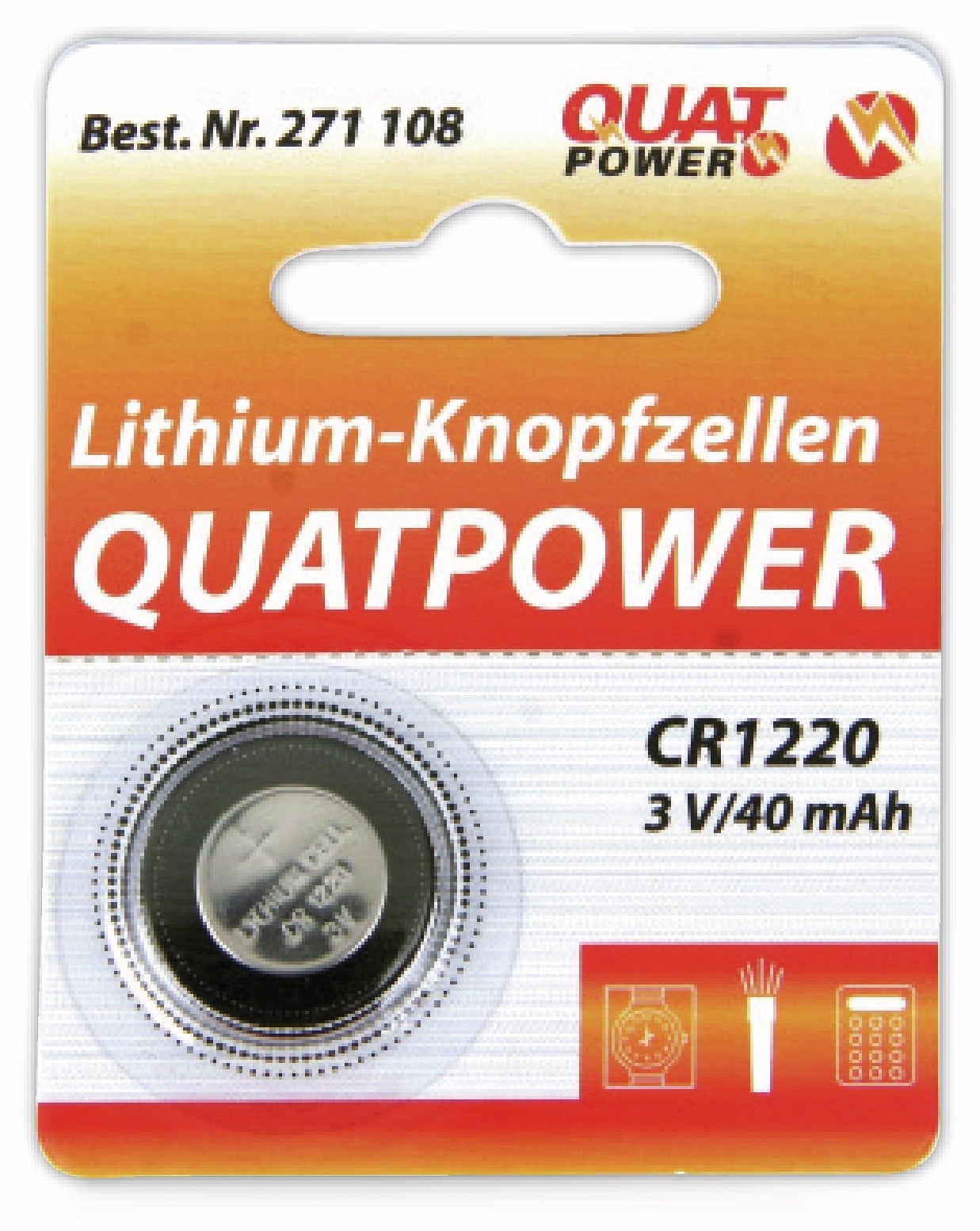 QUATPOWER Lithium-Knopfzellen CR1220 QUATPOWER Lithium-Knopfzellen CR1220