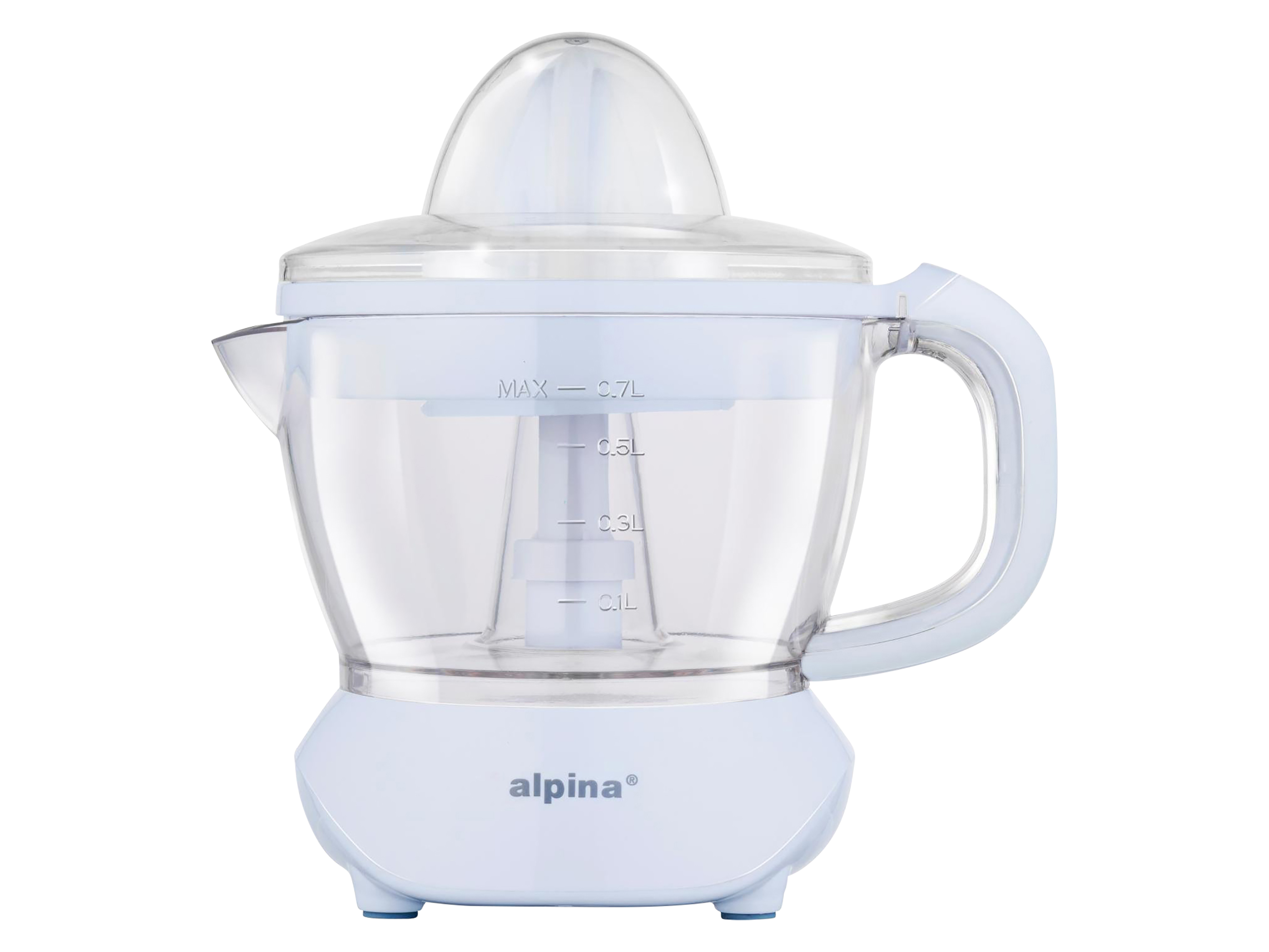 ALPINA Saftpresse, 0,7 Liter, Ziruspresse, 2 Presskegel, 25 W, weiß ALPINA Saftpresse, 0,7 Liter, Ziruspresse, 2 Presskegel, 25 W, weiß