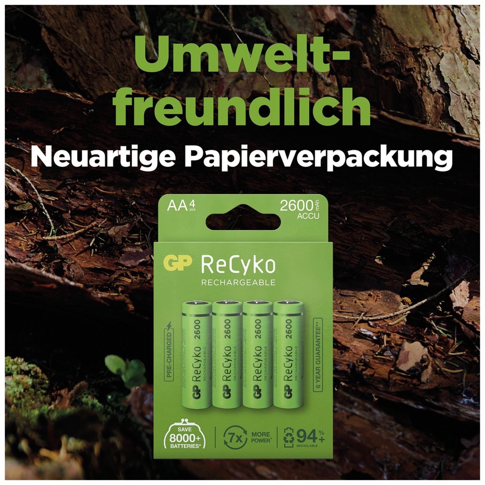 GP NiMH-Mignon-Akku ReCyko+, 2600 mAh, 4 Stück