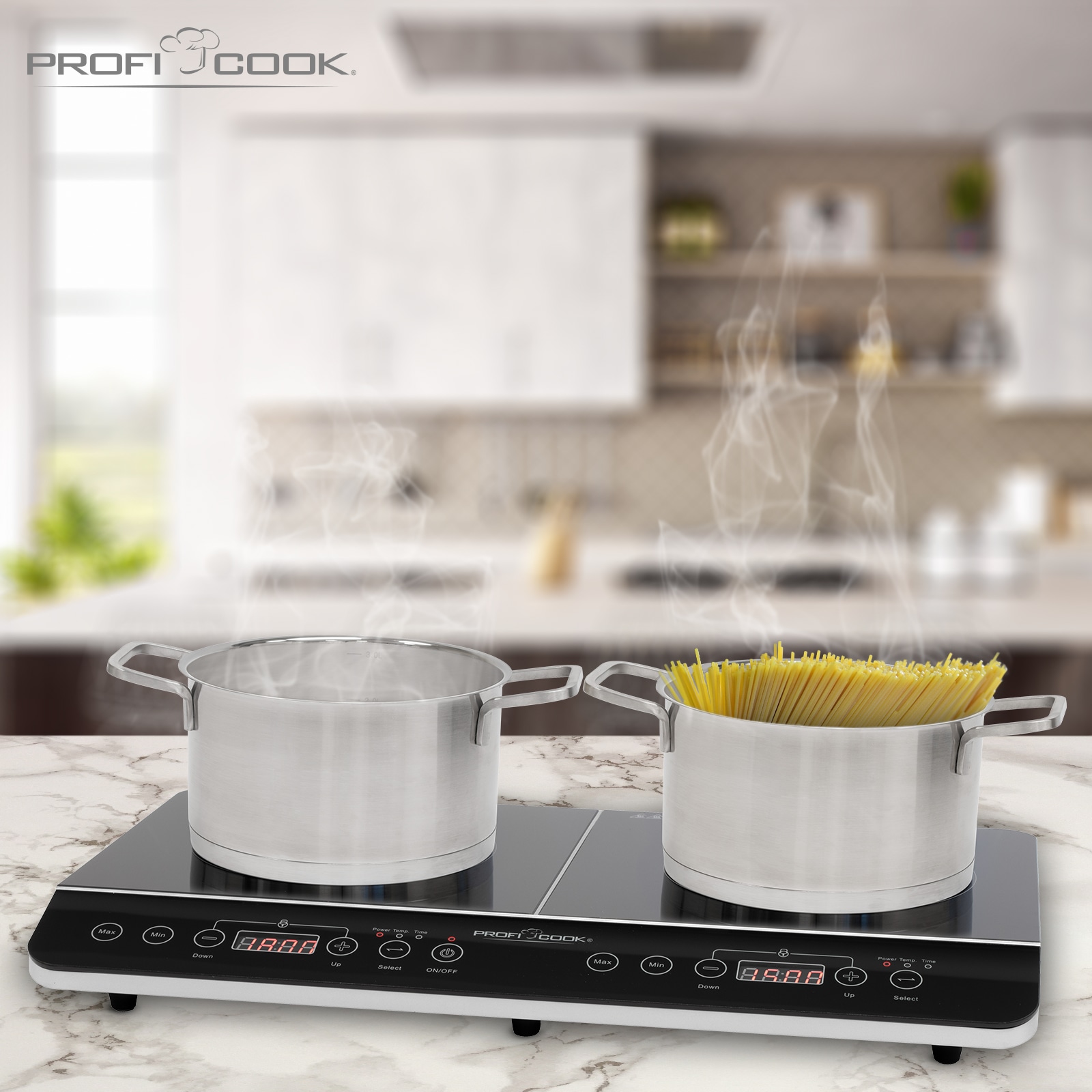 PROFI COOK Induktions-Doppelkochplatte PC-DKI 1067, 3500 W, schwarz PROFI COOK Induktions-Doppelkochplatte PC-DKI 1067, 3500 W, schwarz