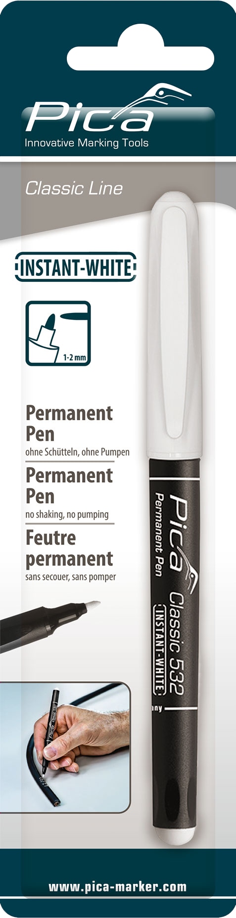 PICA Classic Permanent Pen Instant-White, 532/52/SB, weiß