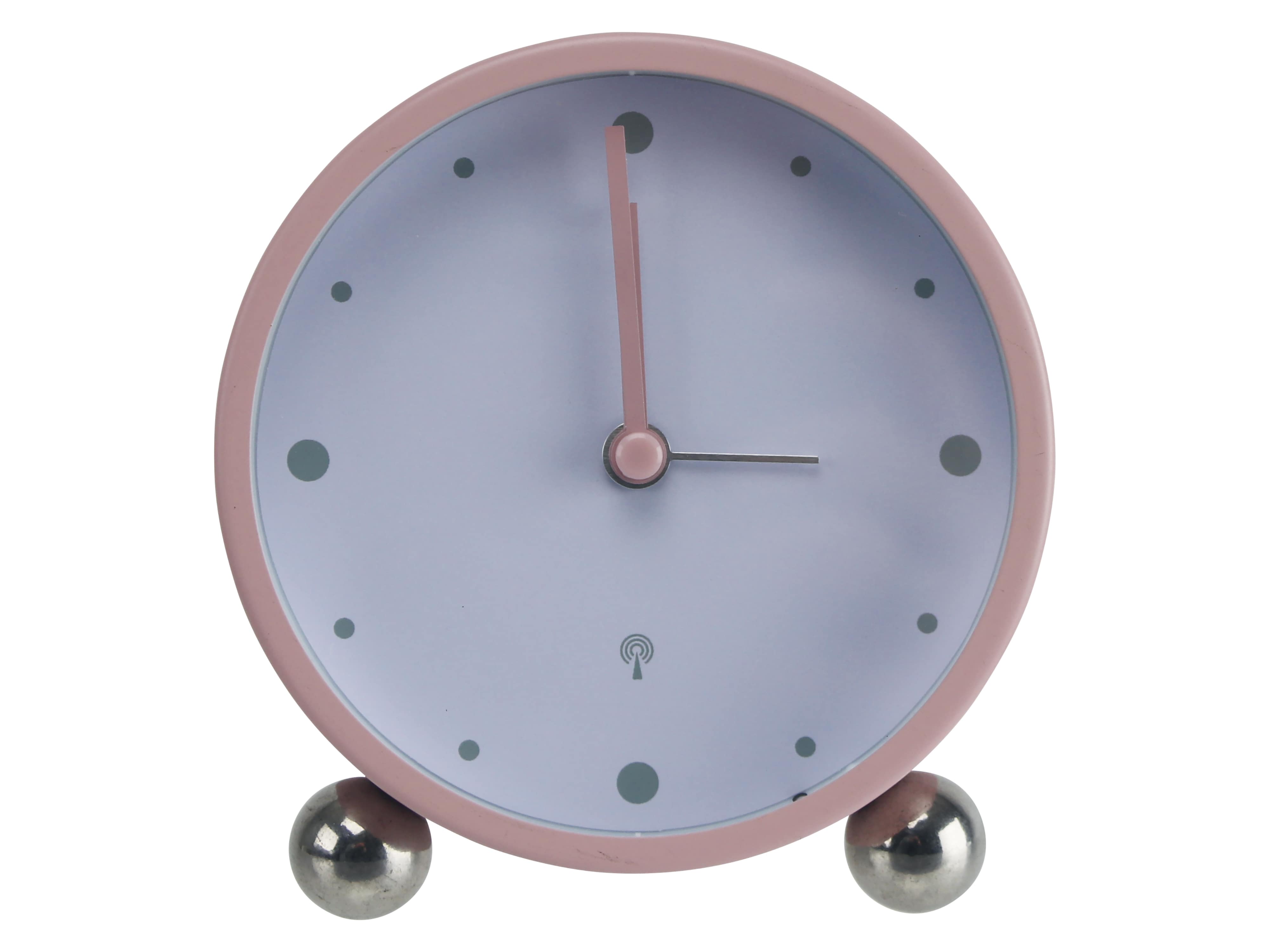 Analoge Funkuhr, Vintage Stil, rosa/weiß