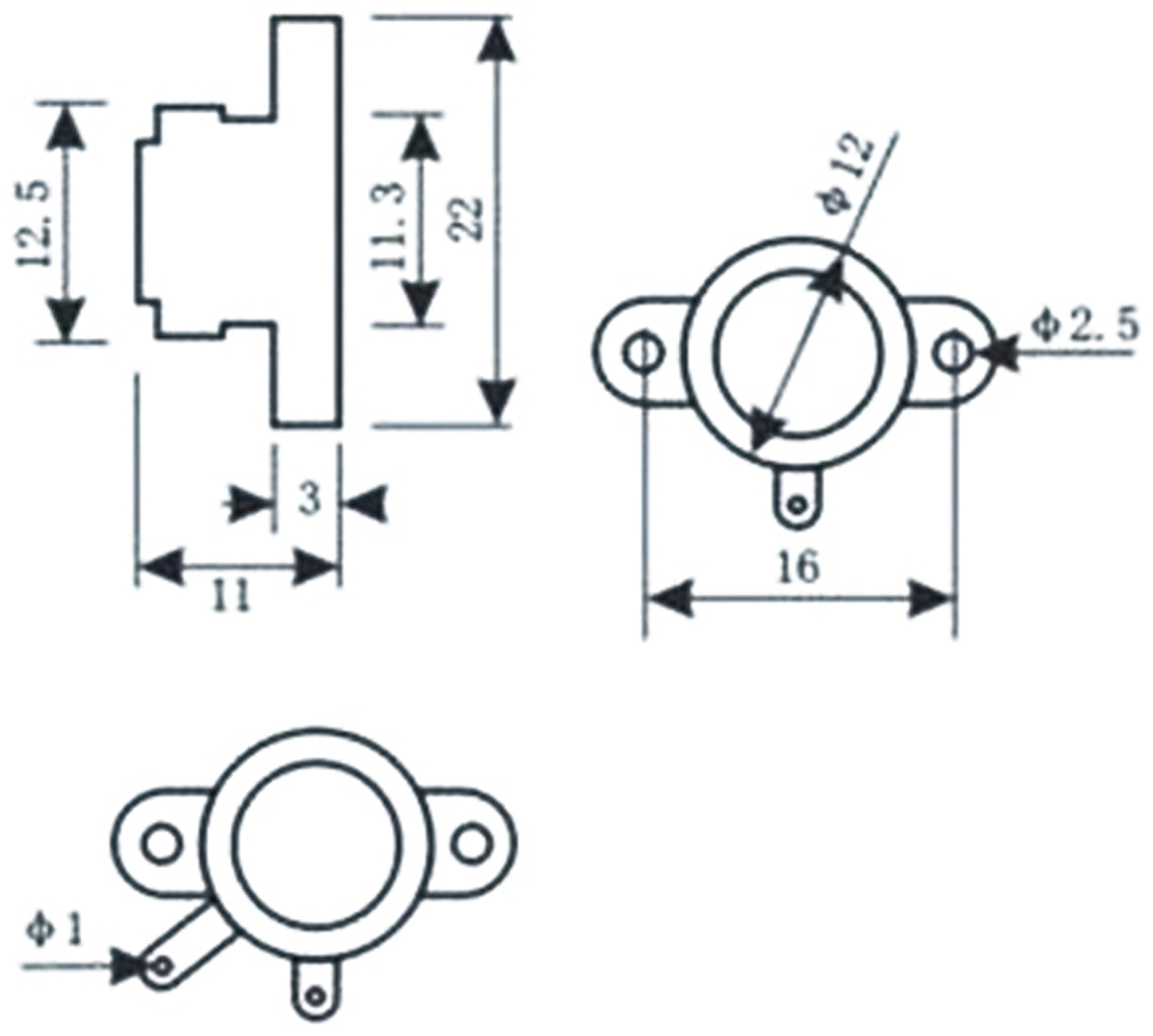 Neigungssensor SW-780C, Schraubmontage mit Lötfahnen
