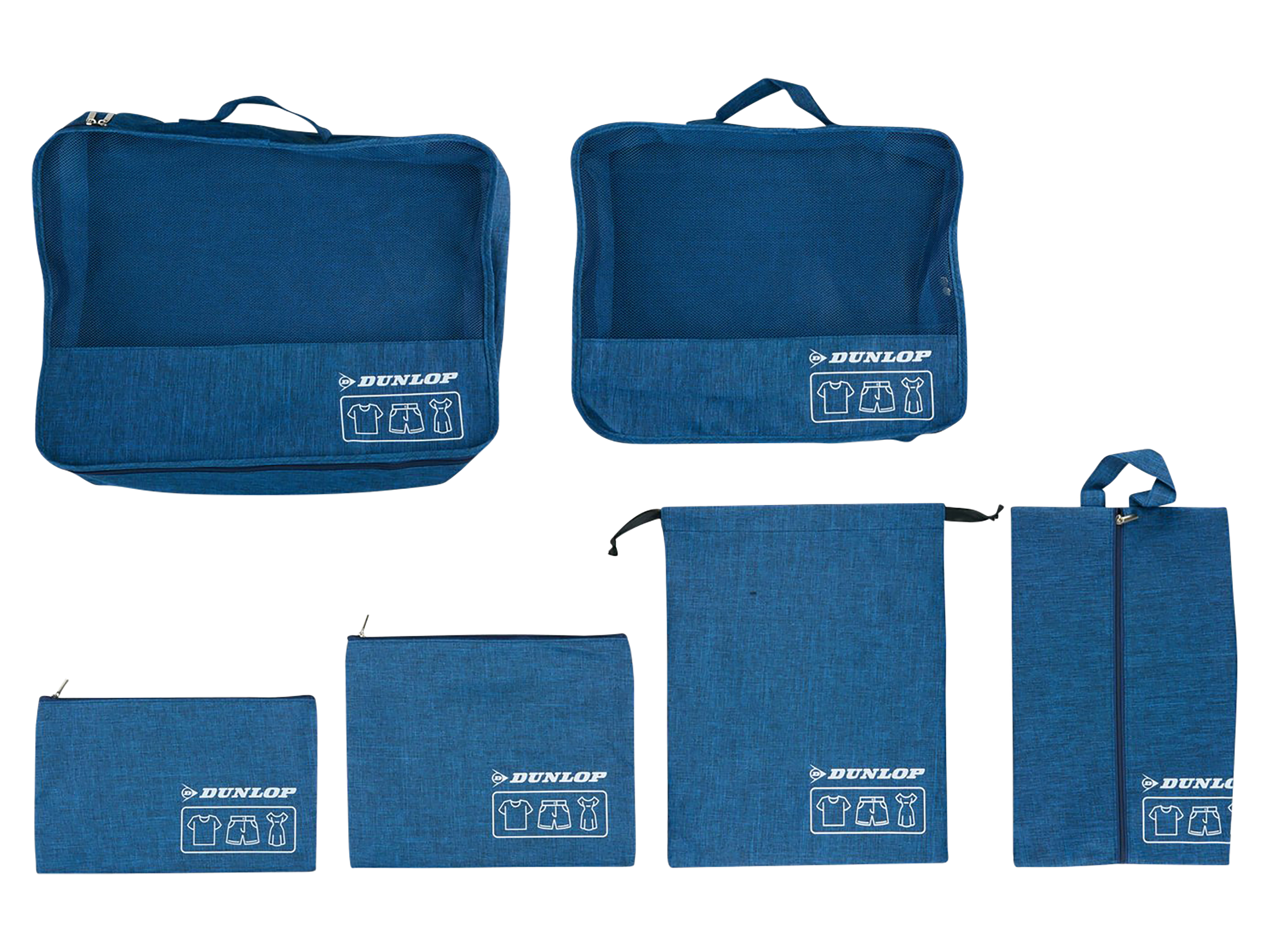 DUNLOP Reiseorganizer-Set, 6-teilig, Schwarz, Grau, Blau