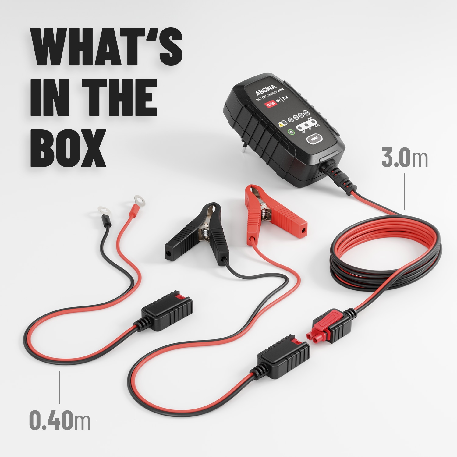 ABSINA Ladegerät A800, 6/12 V, 0,8 A