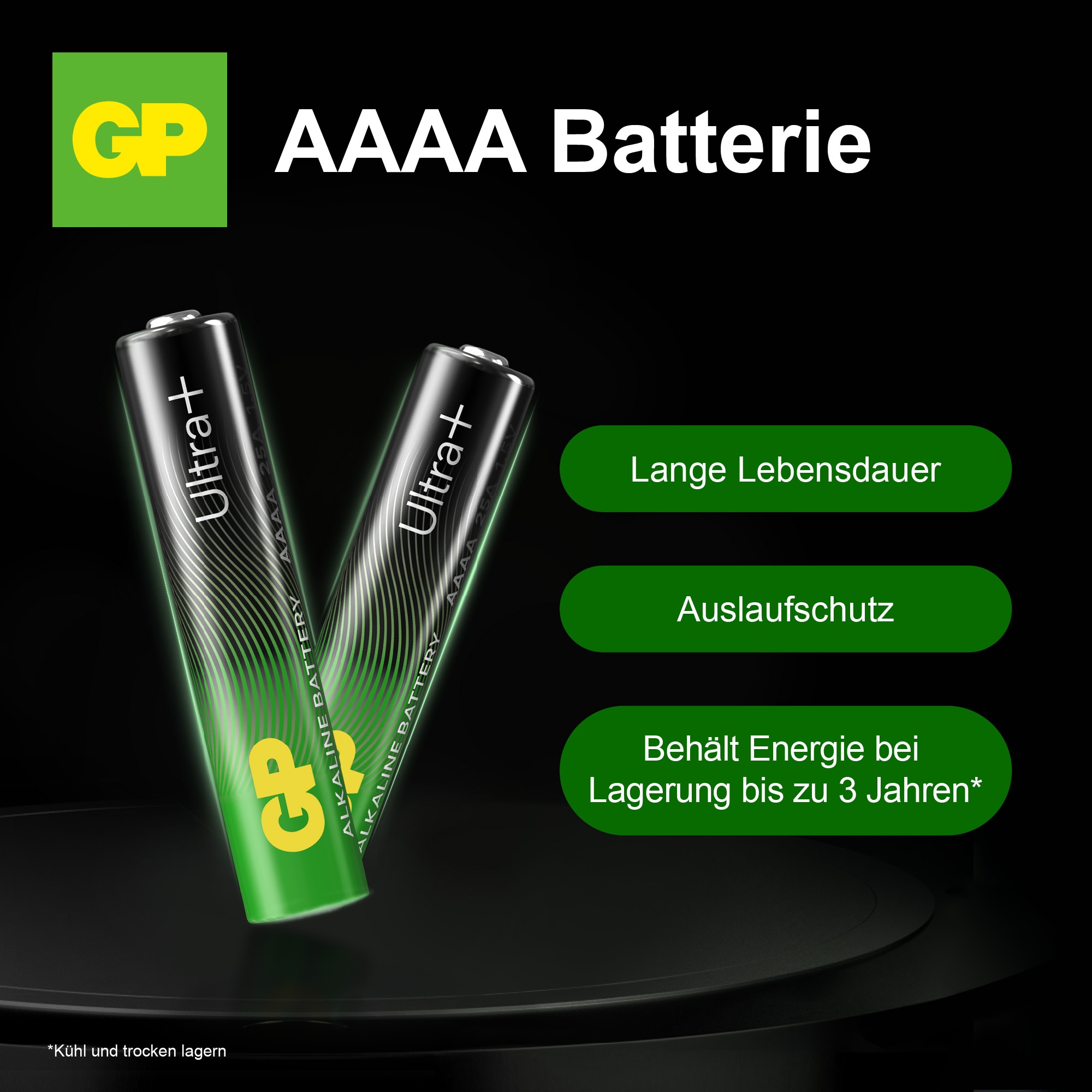 GP Ultra Plus Alkaline AAAA Mini-Batterien, 1,5 V, 2 Stück