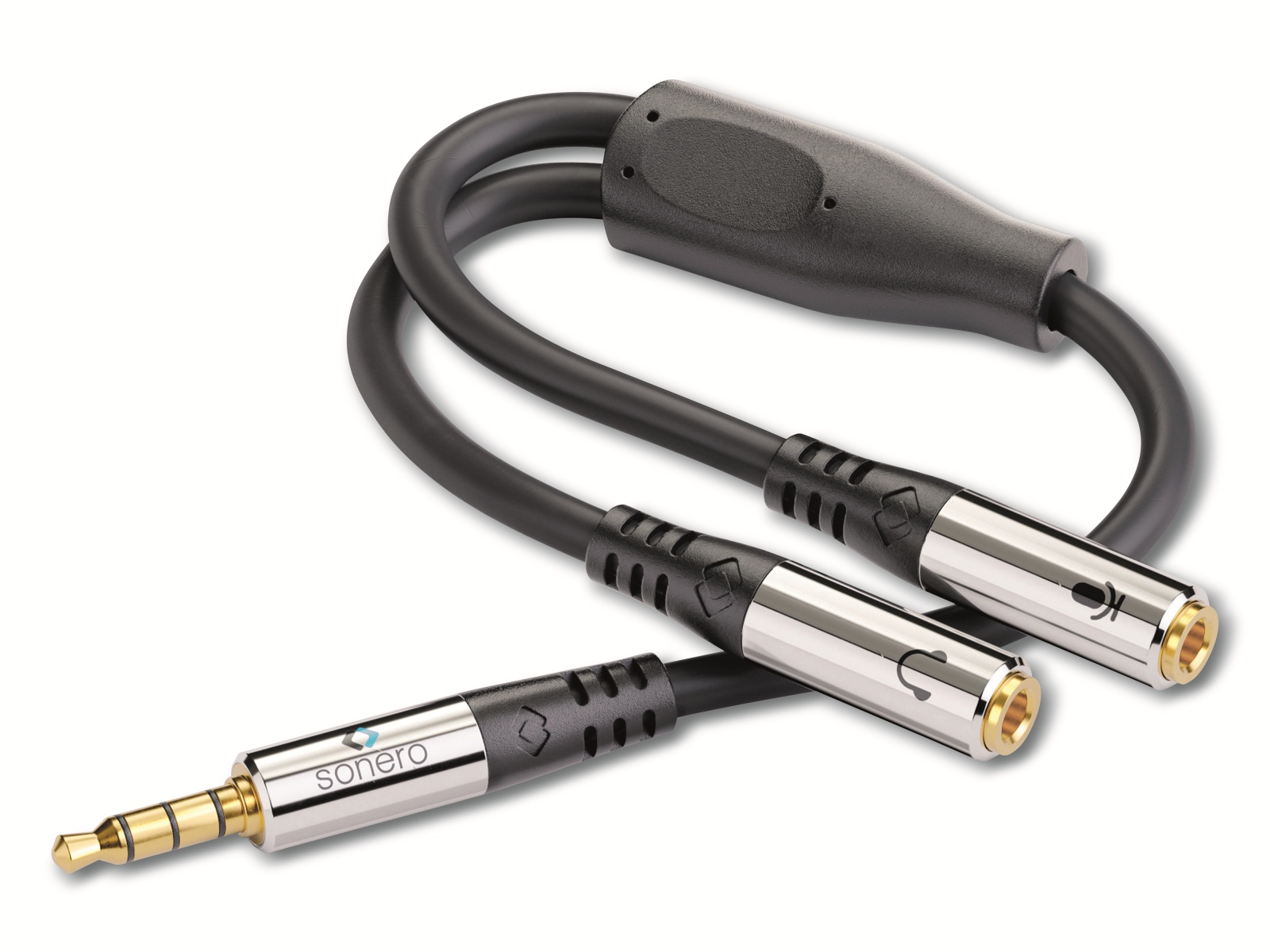SONERO Audioadapter 0,25 m, Klinkenstecker auf 2x Klinkenbuchse