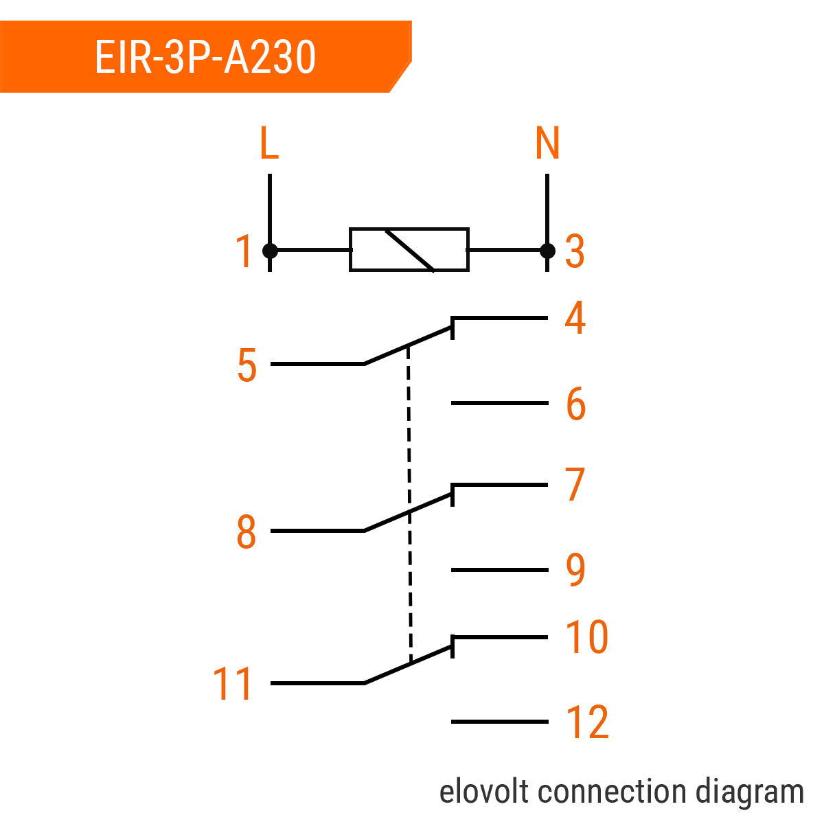 ELOVOLT Schaltrelais EIR-3P-A230, 3x 8 A, 230 V, 3 Wechsler