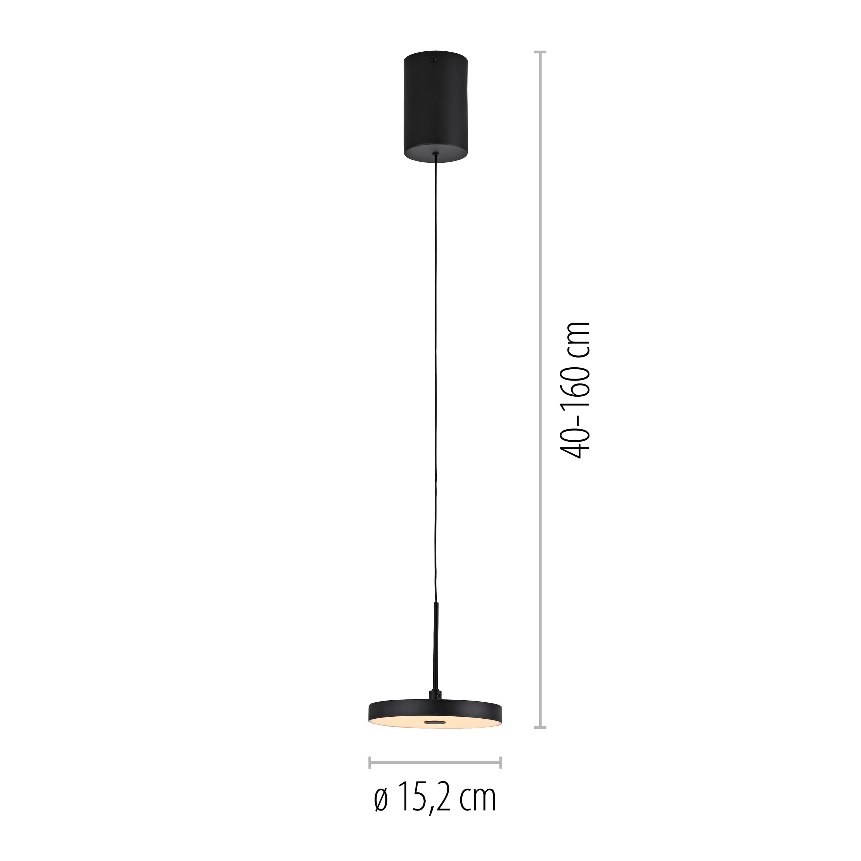 JUST LIGHT LED-Pendelleuchte 13140-18, 6,8W, 3000K, warmweiß, IP20, schwarz