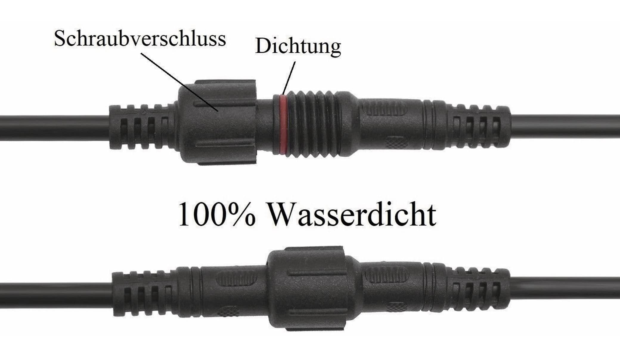 Wasserdichtes Steckverbindungsset, Stecker/Kupplung, 2 m, 3-polig Wasserdichtes Steckverbindungsset, Stecker/Kupplung, 2 m, 3-polig