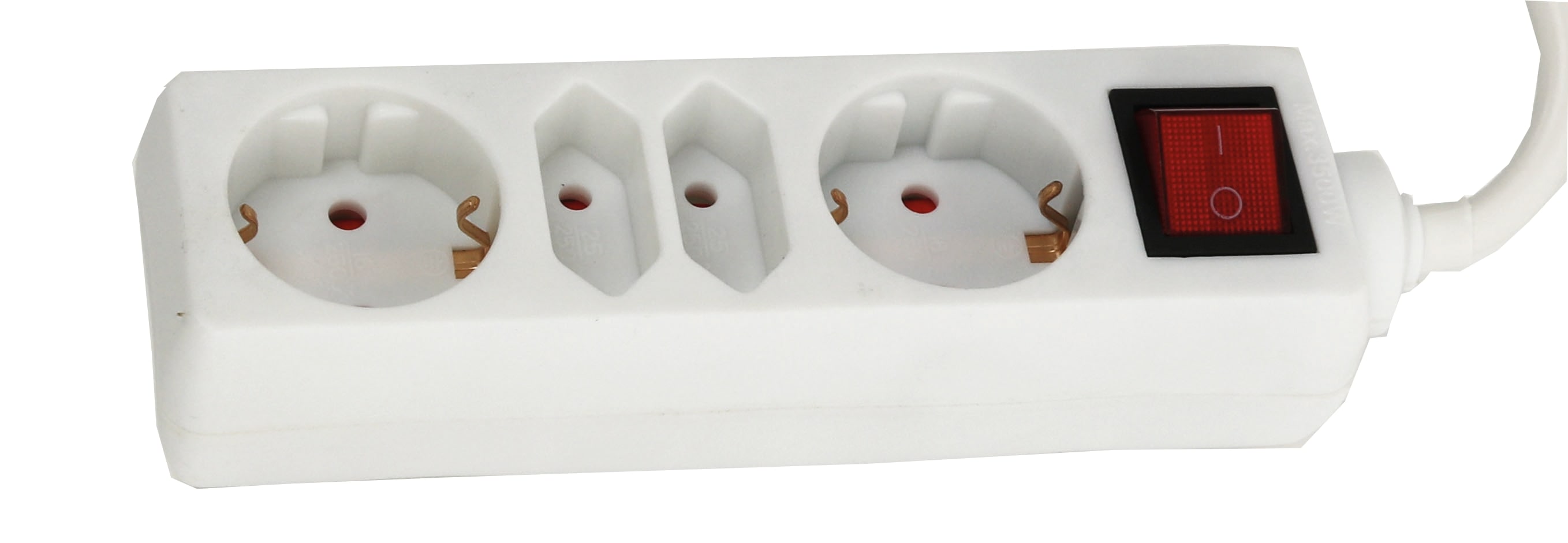 Steckdosenleiste XM-C02/2S, 4-fach, weiß Steckdosenleiste XM-C02/2S, 4-fach, weiß