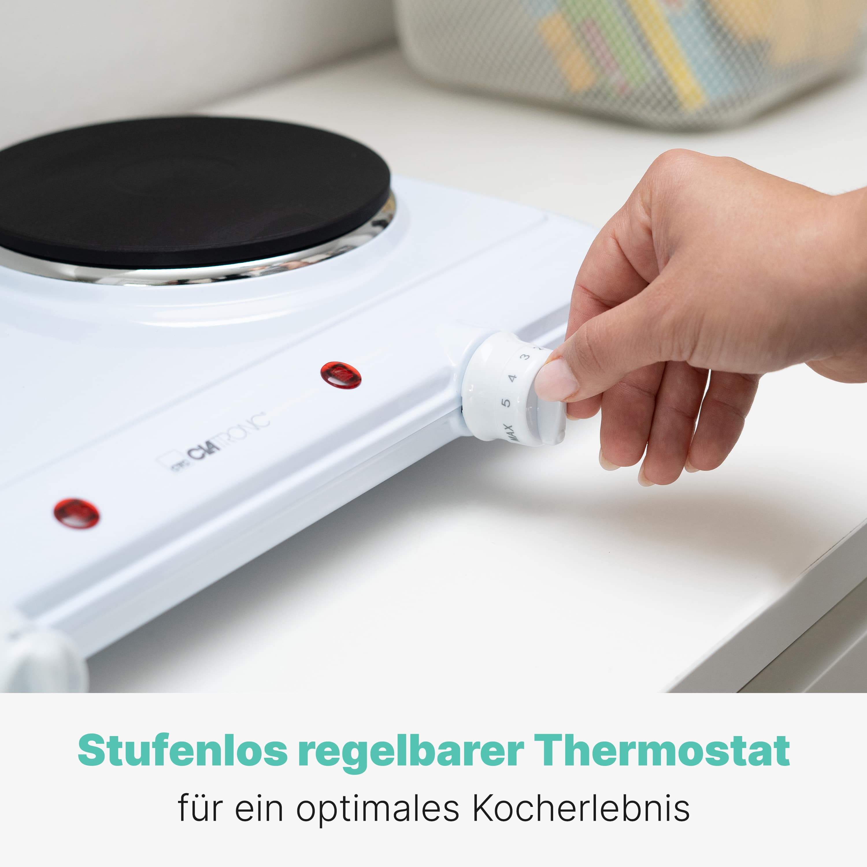 CLATRONIC Doppelkochplatte DKP 3583, 1x Ø180mm, 1500W, 1x Ø150mm, 1000W, weiß