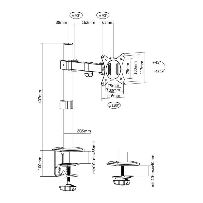 LOGILINK Monitorhalterung BP0170 17-32 Stahl LOGILINK Monitorhalterung BP0170, 17"..32", Stahl