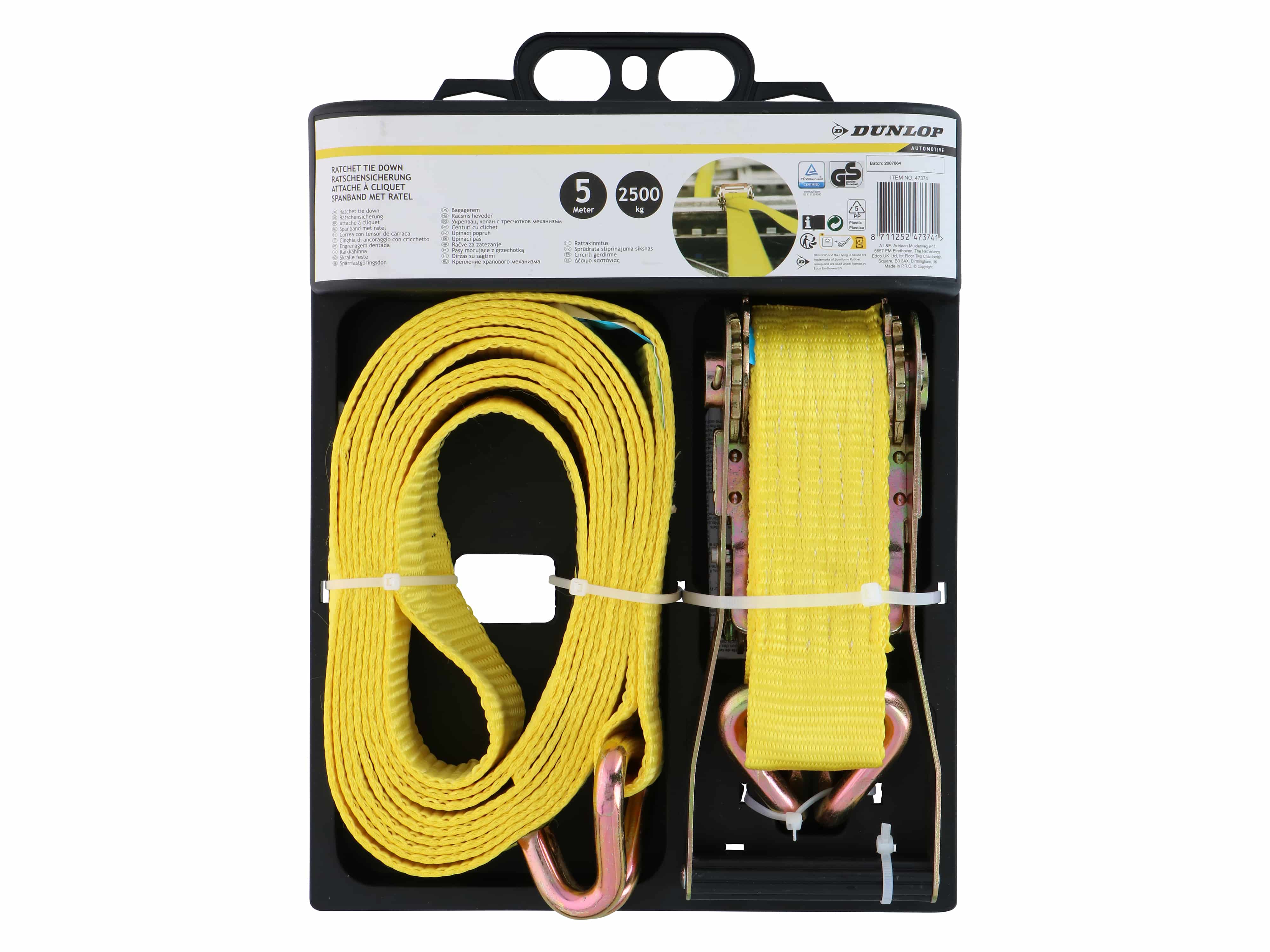 DUNLOP Spanngurt mit Ratschenschloss, 2500 kg, 2 Stück, 5 m