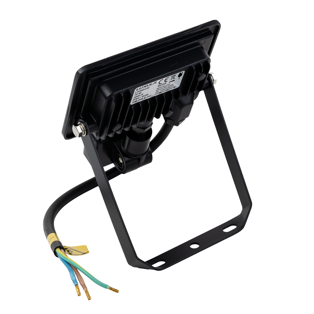 LUXULA LED-Fluter mit Bewegungsmelder, 10W, 1000lm, 4000K, Schwarz, IP65, 350° Erfassungsbereich