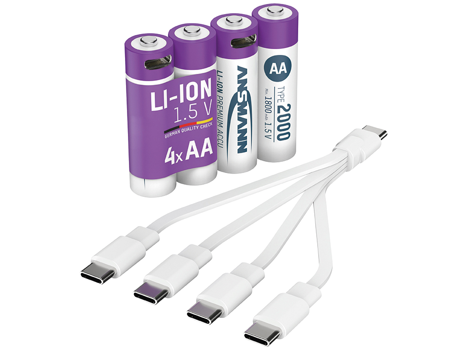 ANSMANN Li-Ion Mignon-Akku, AA, Typ 2000 (min. 1800mAh), 4 Stück ANSMANN Li-Ion Mignon-Akku, AA, Typ 2000 (min. 1800mAh), 4 Stück