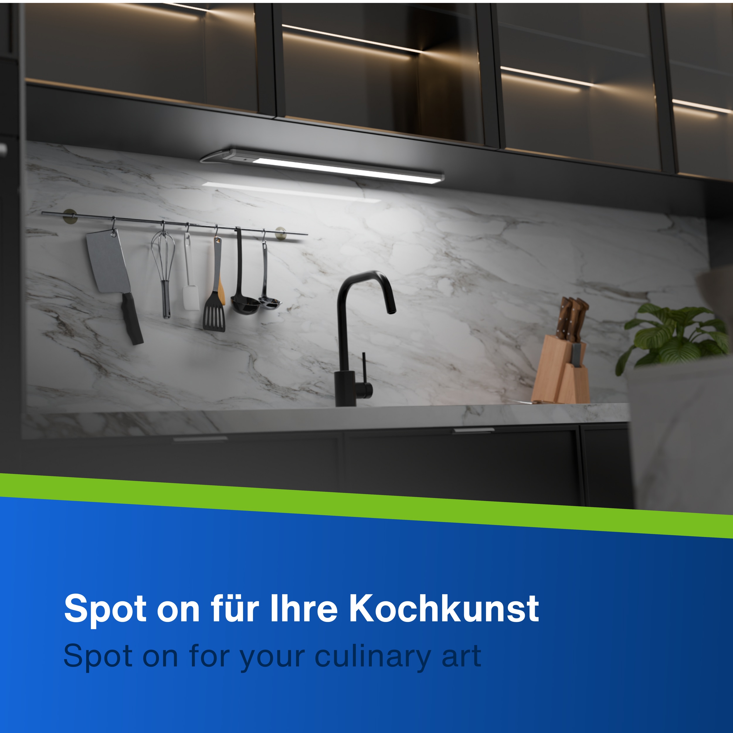 REV LED-Unterbauleuchte Alu, 10W, 3000K, 850lm, warmweiß, IP20, 90 cm