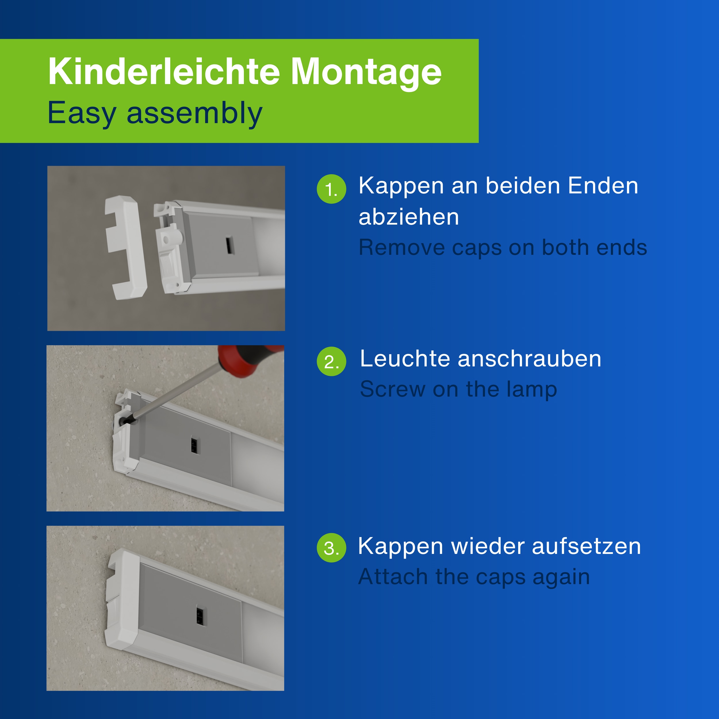 REV LED-Unterbauleuchte Alu, 10W, 3000K, 850lm, warmweiß, IP20, 90 cm