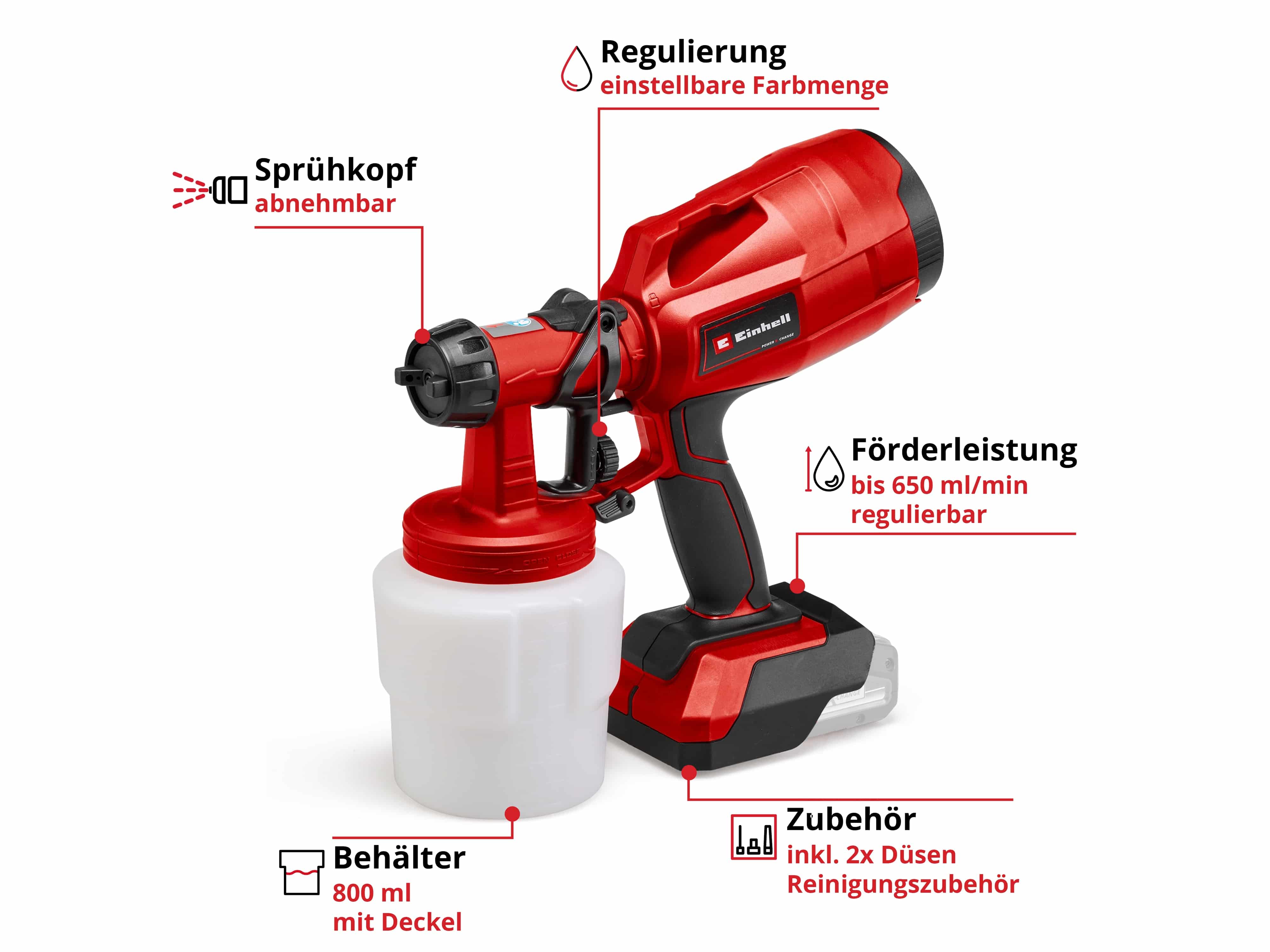 EINHELL Akku-Farbsprühpistole TC-SY 18/60 Li - Solo EINHELL Akku-Farbsprühpistole TC-SY 18/60 Li - Solo