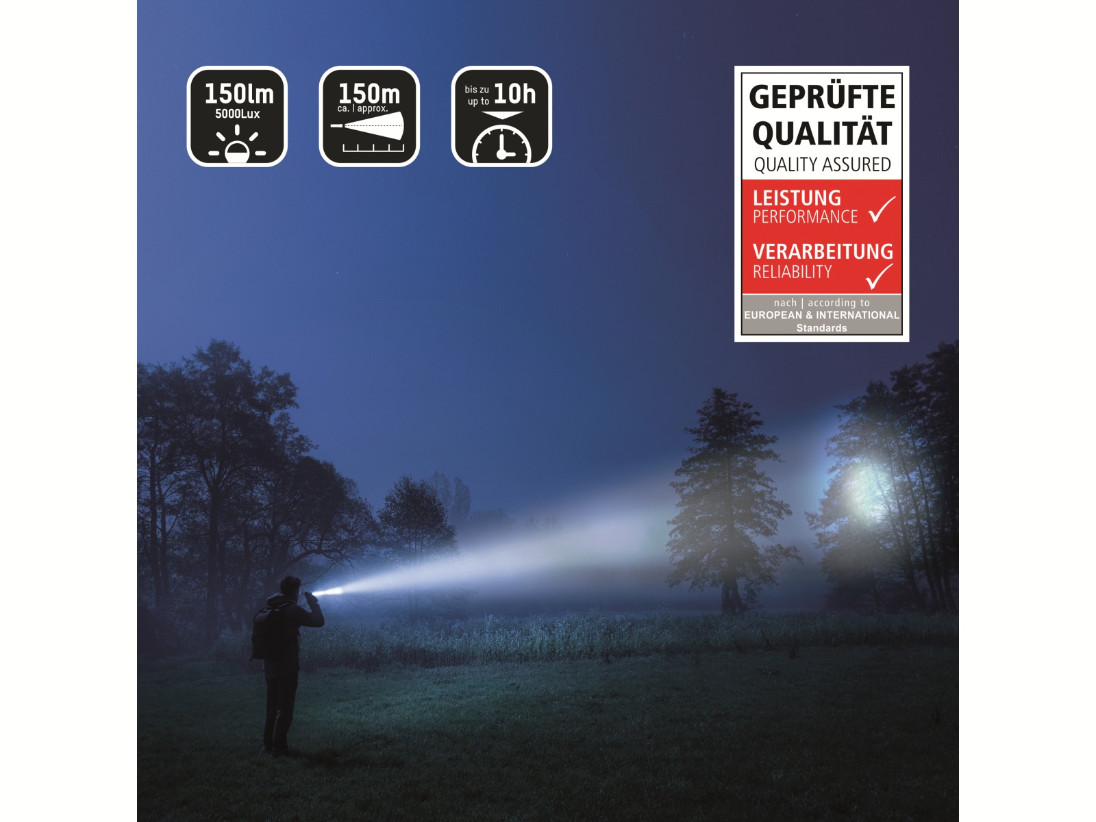 ANSMANN LED-Taschenlampe Future T150, Alu, 3W, 150 lm, batteriebetrieben