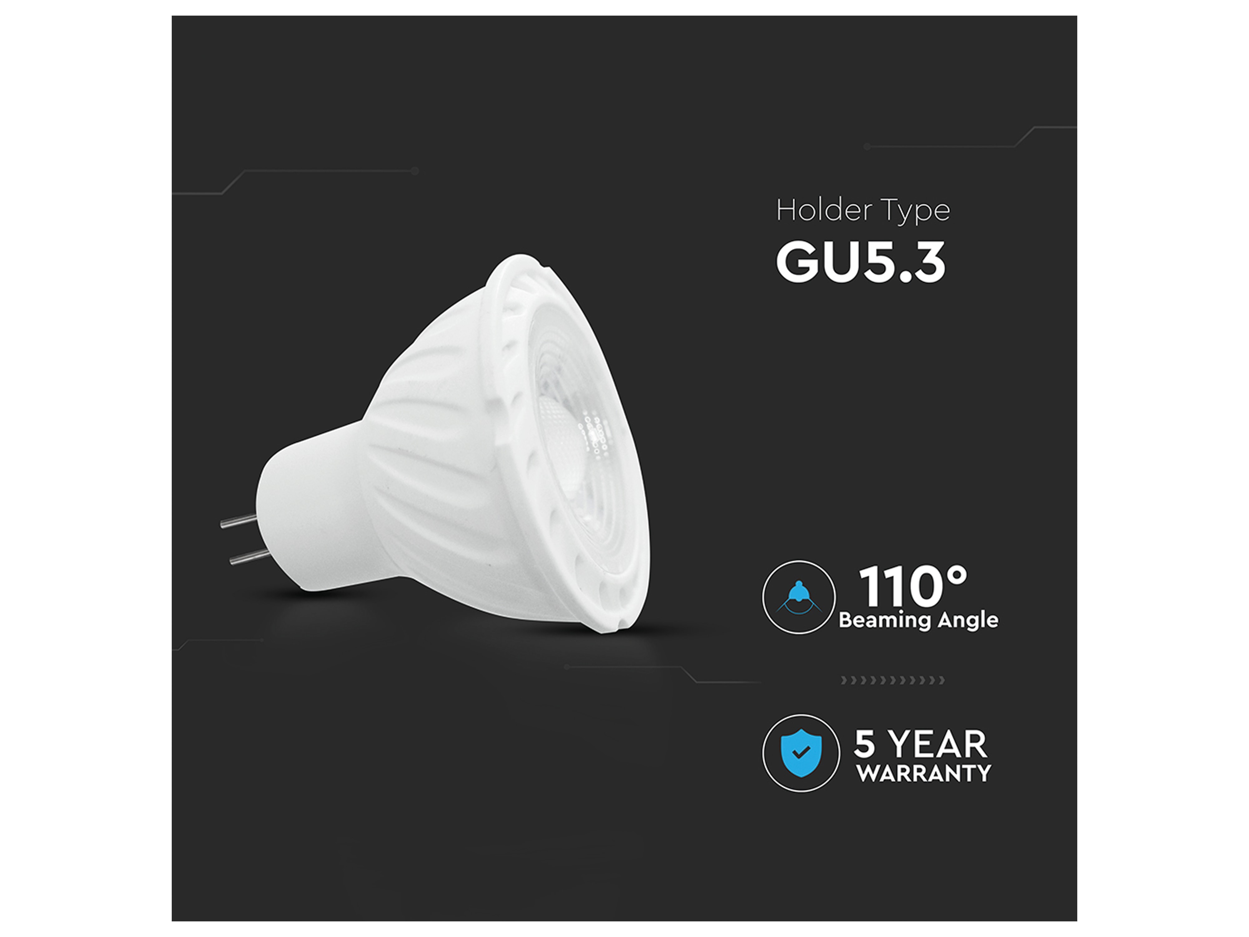 V-TAC LED-Lampe VT-257 (204), GU5,3, EEK: G, 6,5 W, 450 lm, 4000 K