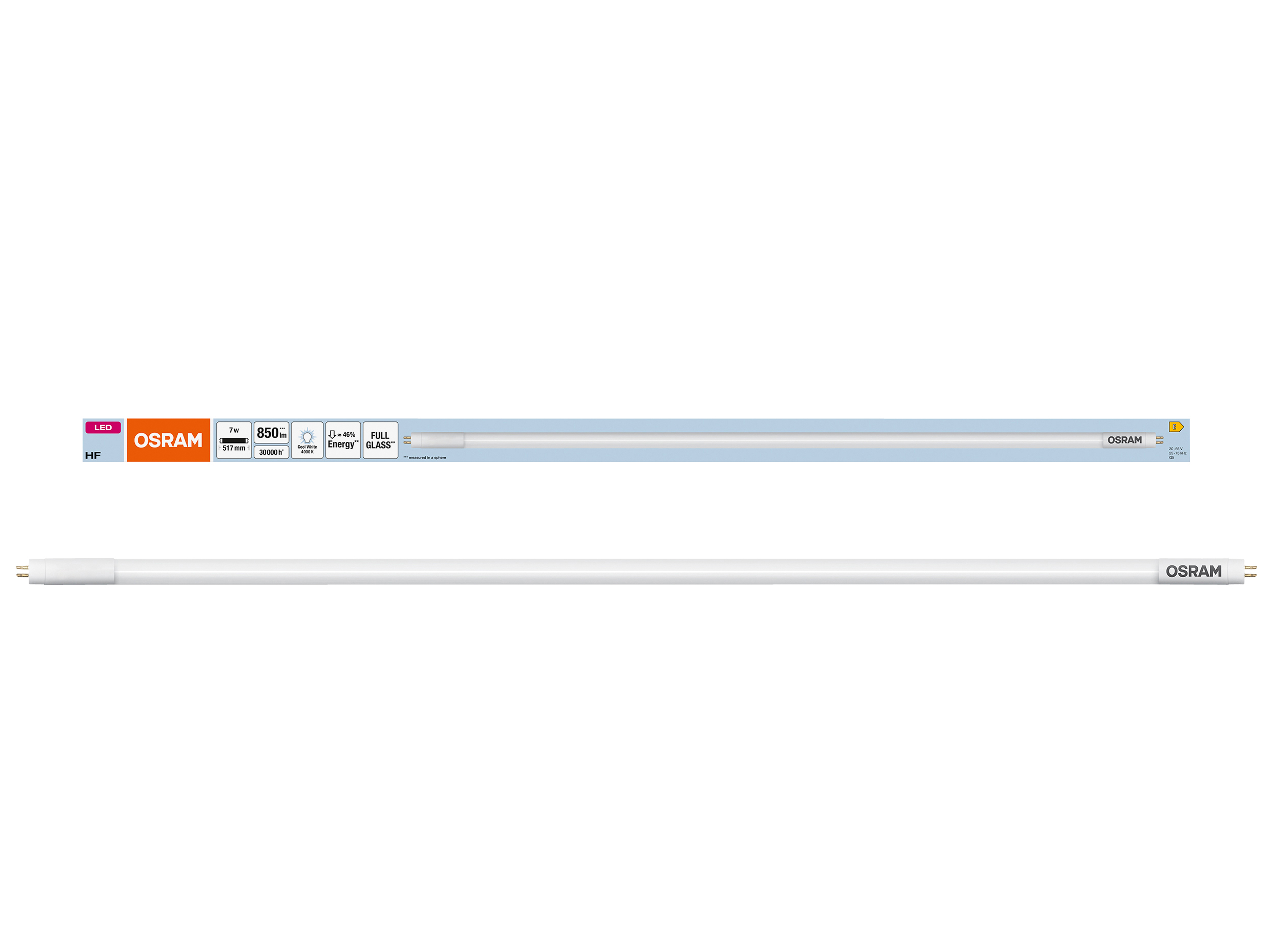 OSRAM LED-Röhre, T5, 517mm, G5, EEK: E, 7W, 850lm, 4000K OSRAM LED-Röhre, T5, 517mm, G5, EEK: E, 7W, 850lm, 4000K