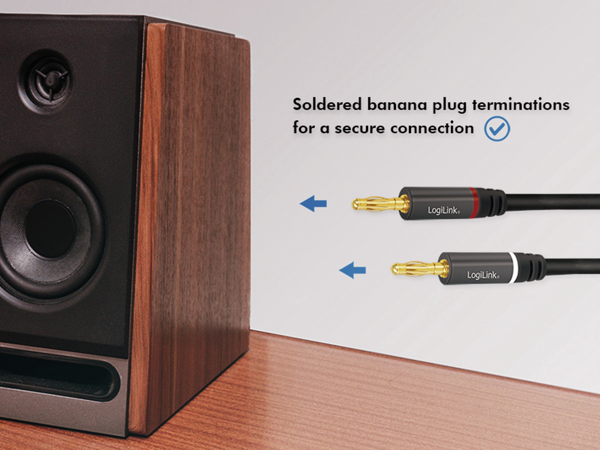 LOGILINK Lautsprecherkabel CA1211, 5 m, 2x2x Bananenstecker, Nylon, schwarz