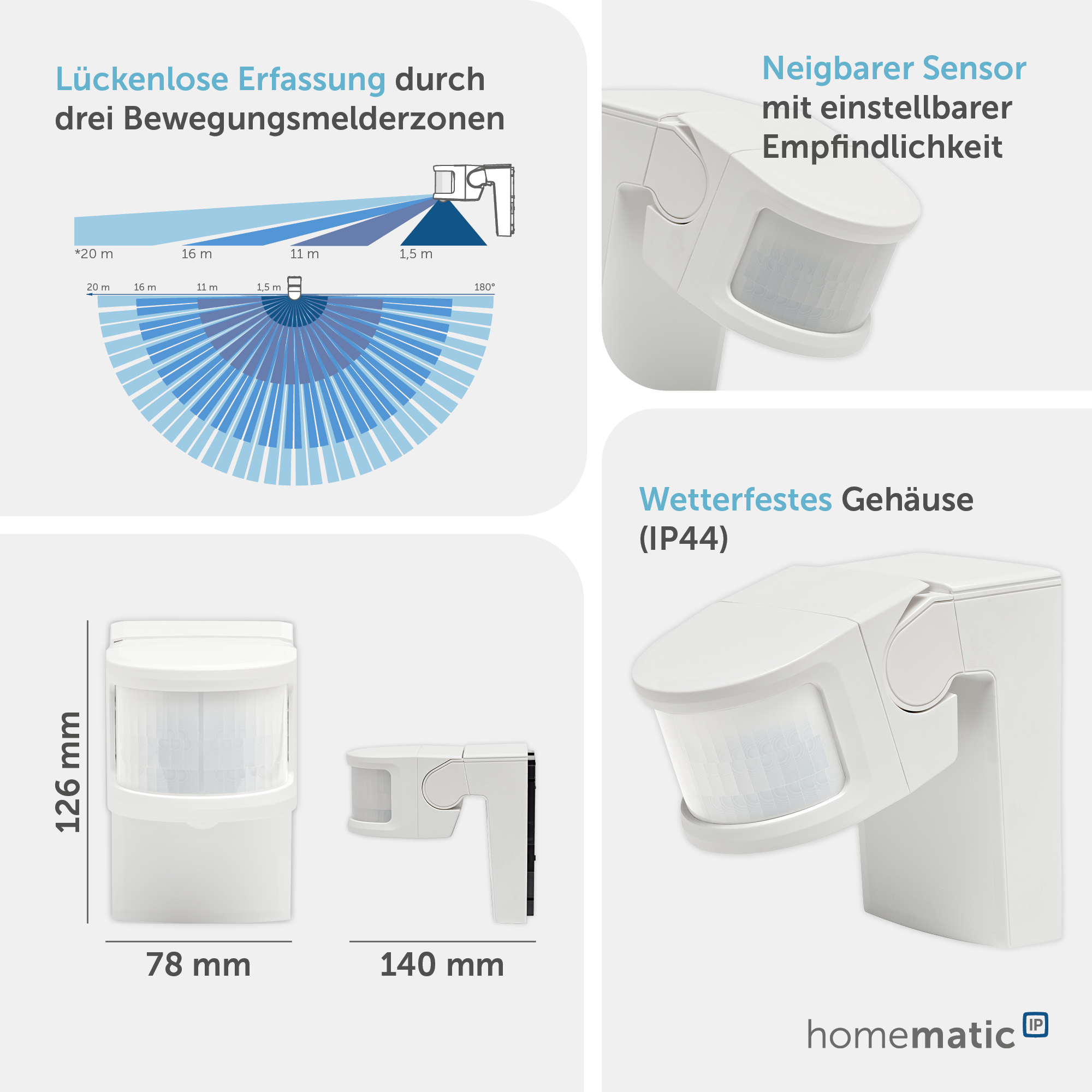 HOMEMATIC IP Bewegungsmelder mit Schaltaktor, außen, weiß