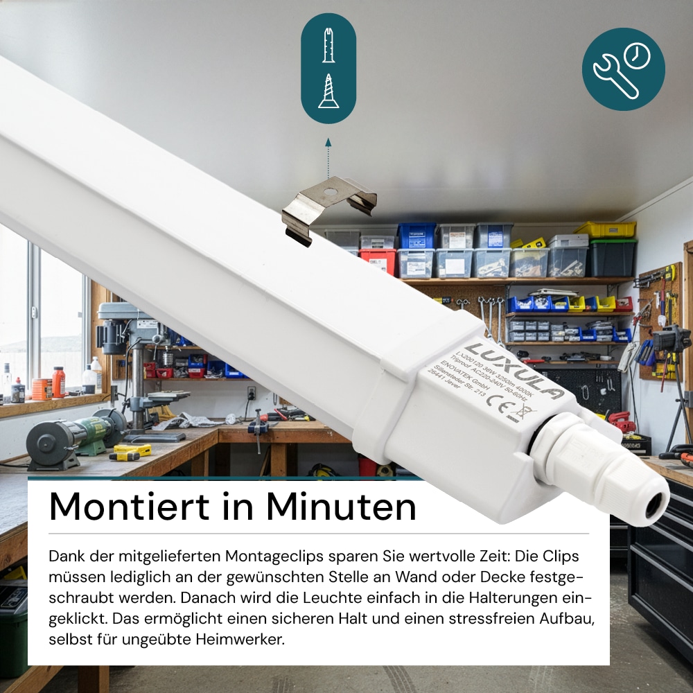 LUXULA LED-Feuchtraumleuchte, EEK: F, 36W, 3250lm, 4000K, 1200mm