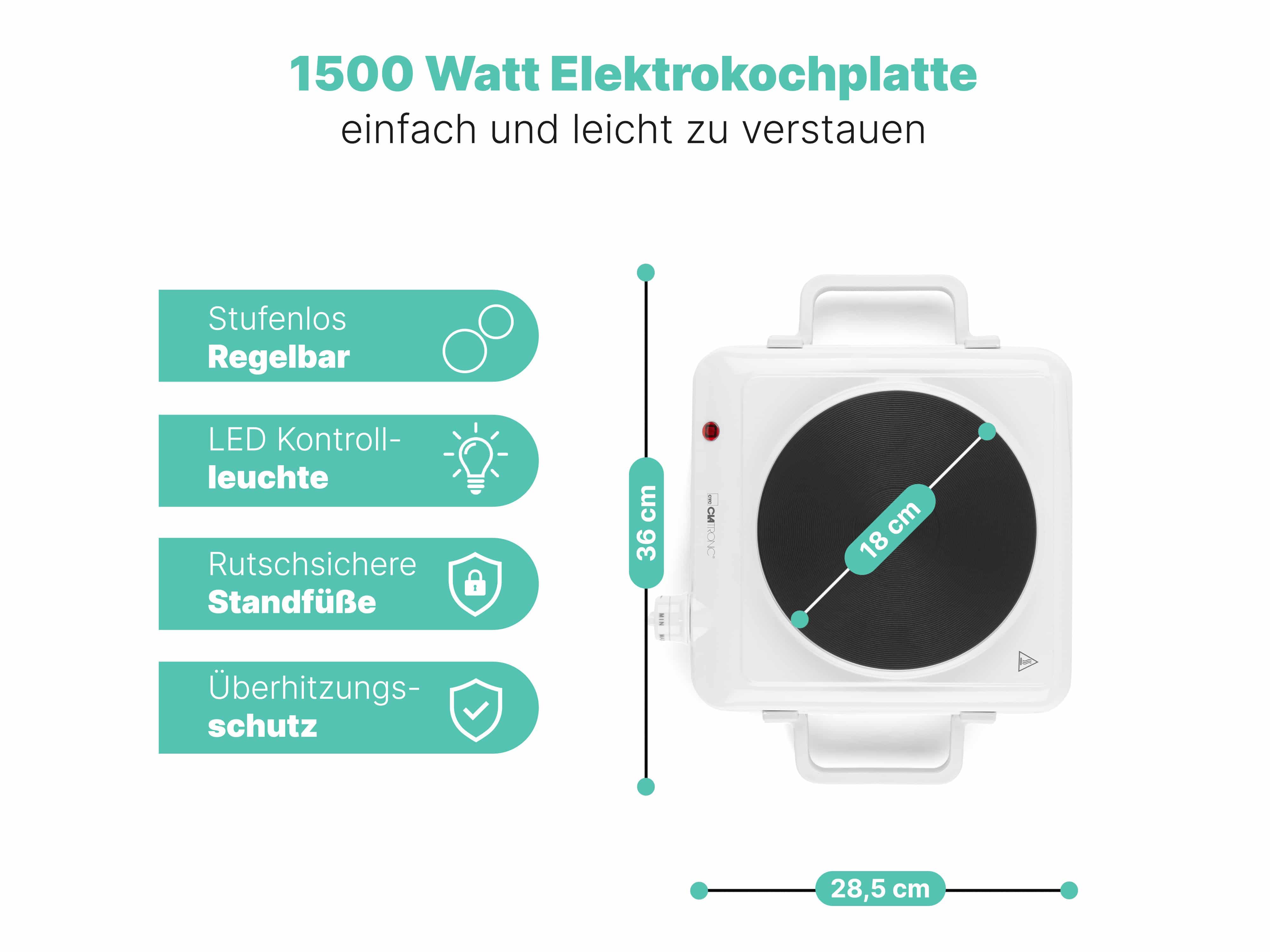 CLATRONIC Einzelkochplatte EKP 3582, Ø 180 mm, 1500 W, weiß CLATRONIC Einzelkochplatte EKP 3582, Ø 180 mm, 1500 W, weiß