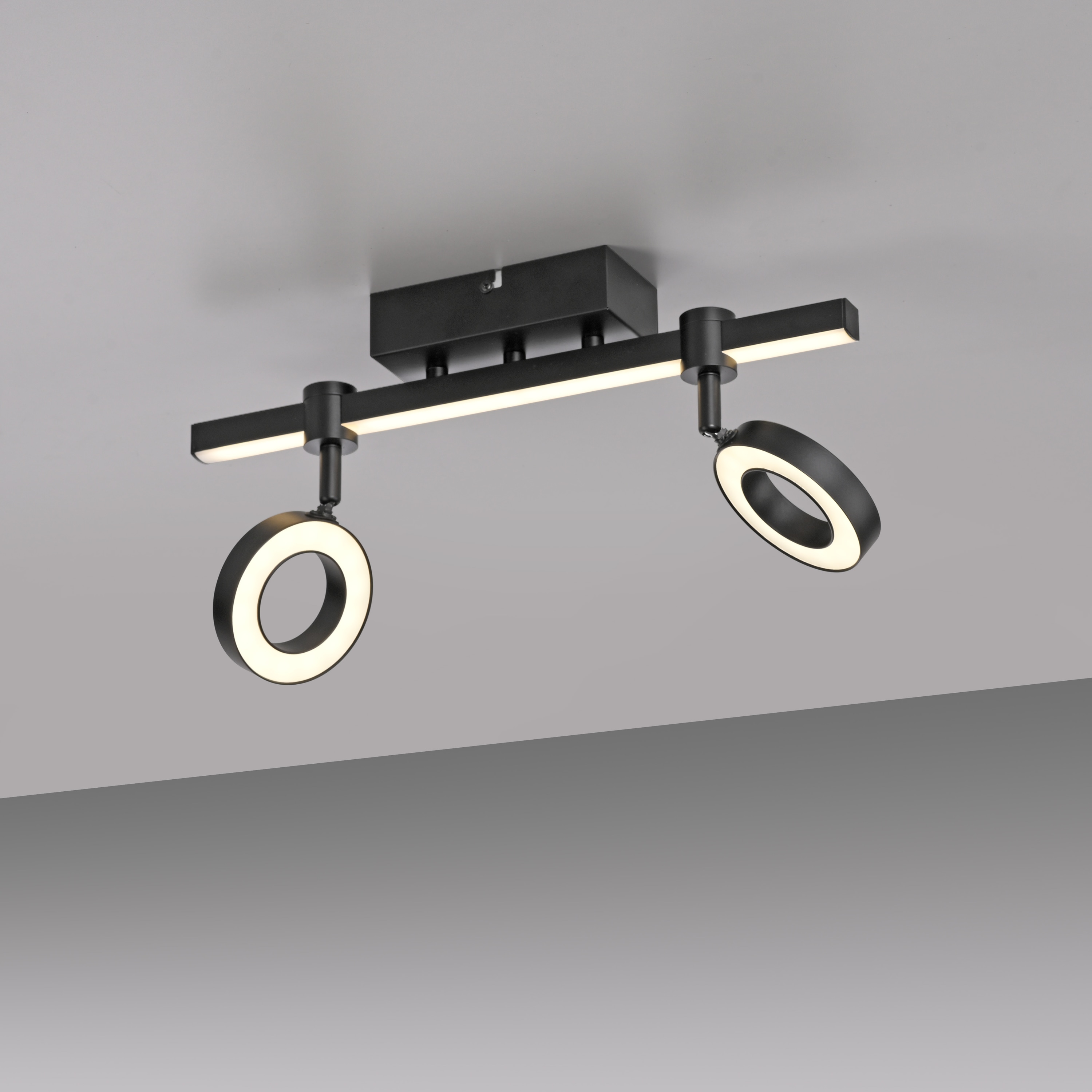 JUST LIGHT LED-Deckenleuchte 12075-18 schwarz, 10,5 W, 1300 lm, CCT, RGB, Smart Home