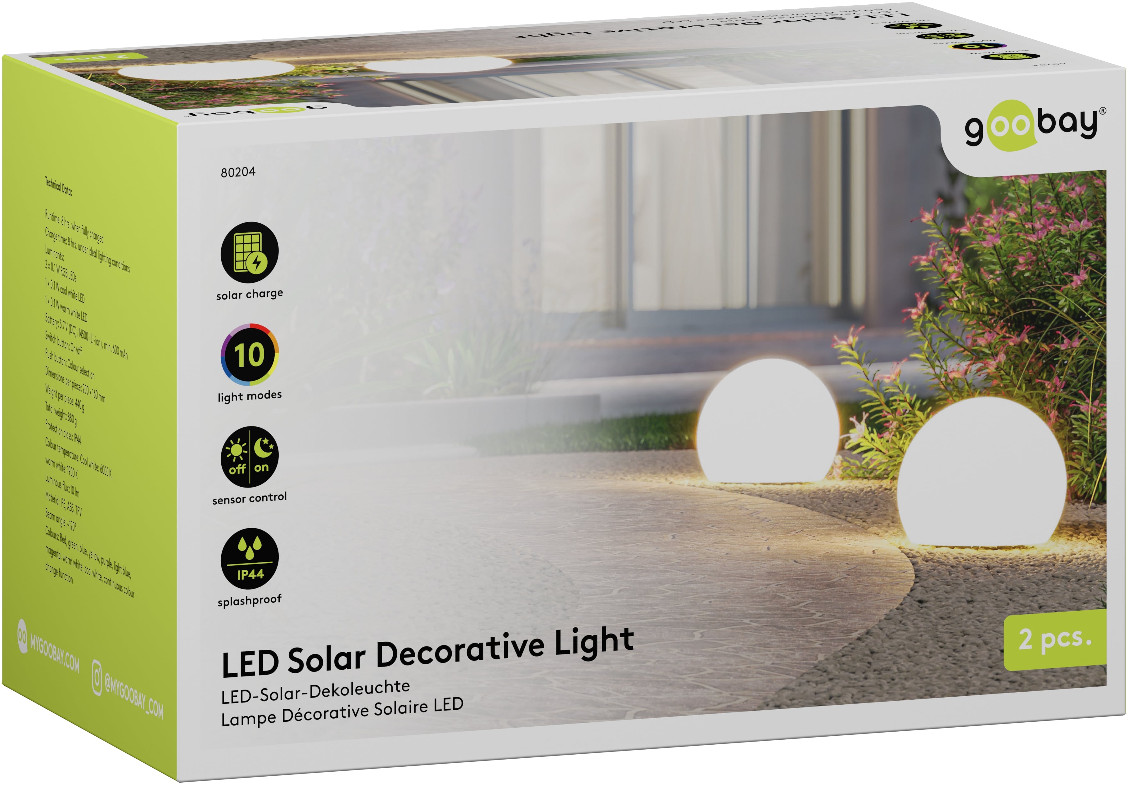 GOOBAY LED-Solar-Dekoleuchten, 20 cm, Kugel, Größe M, RGBW, 2 Stück GOOBAY LED-Solar-Dekoleuchten, 20 cm, Kugel, Größe M, RGBW, 2 Stück