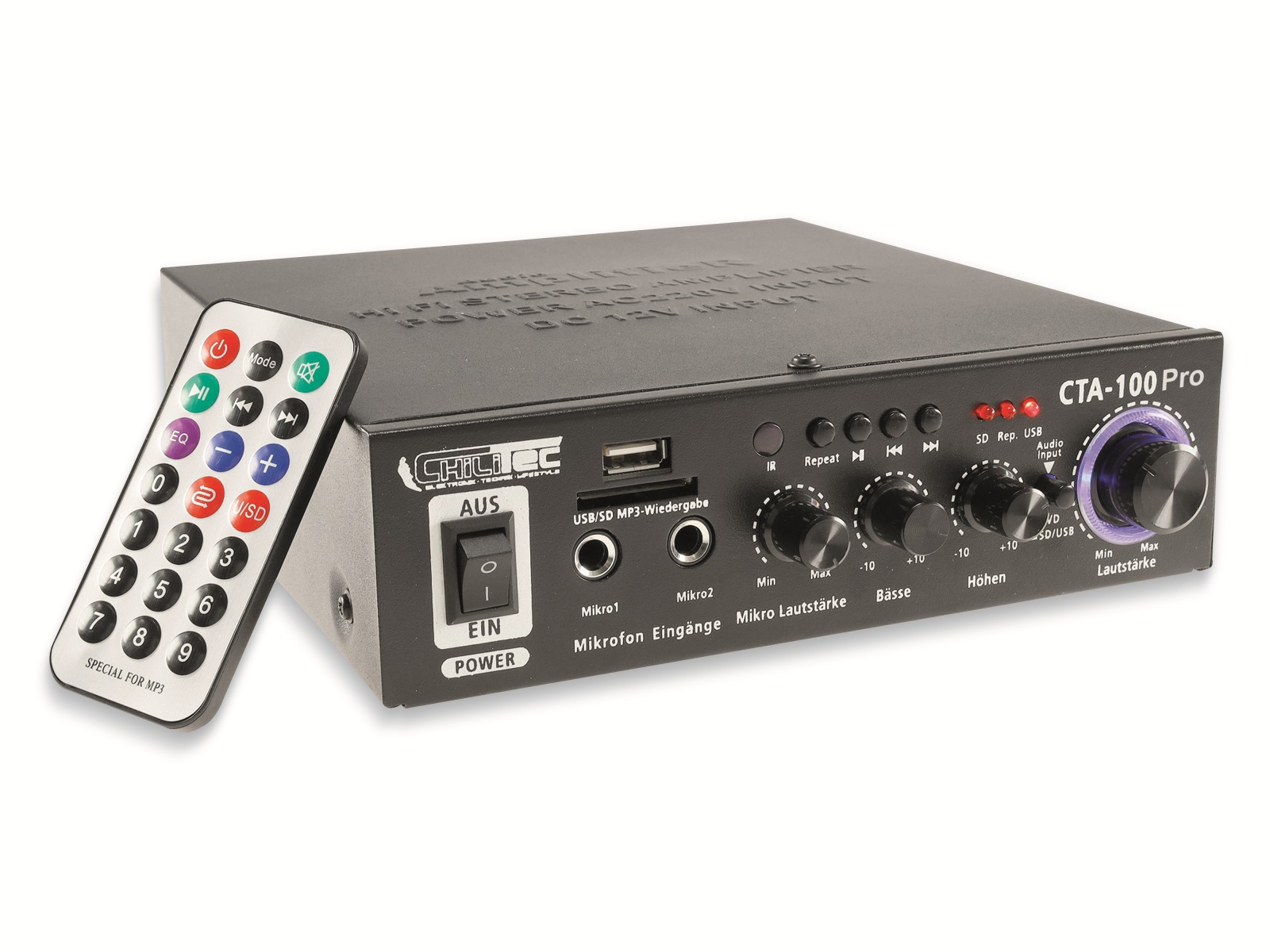 CHILITEC Mini-HiFi-Verstärker CTA-100 pro, USB, Fernbedienung, Bluetooth CHILITEC Mini-HiFi-Verstärker CTA-100 pro, USB, Fernbedienung, Bluetooth