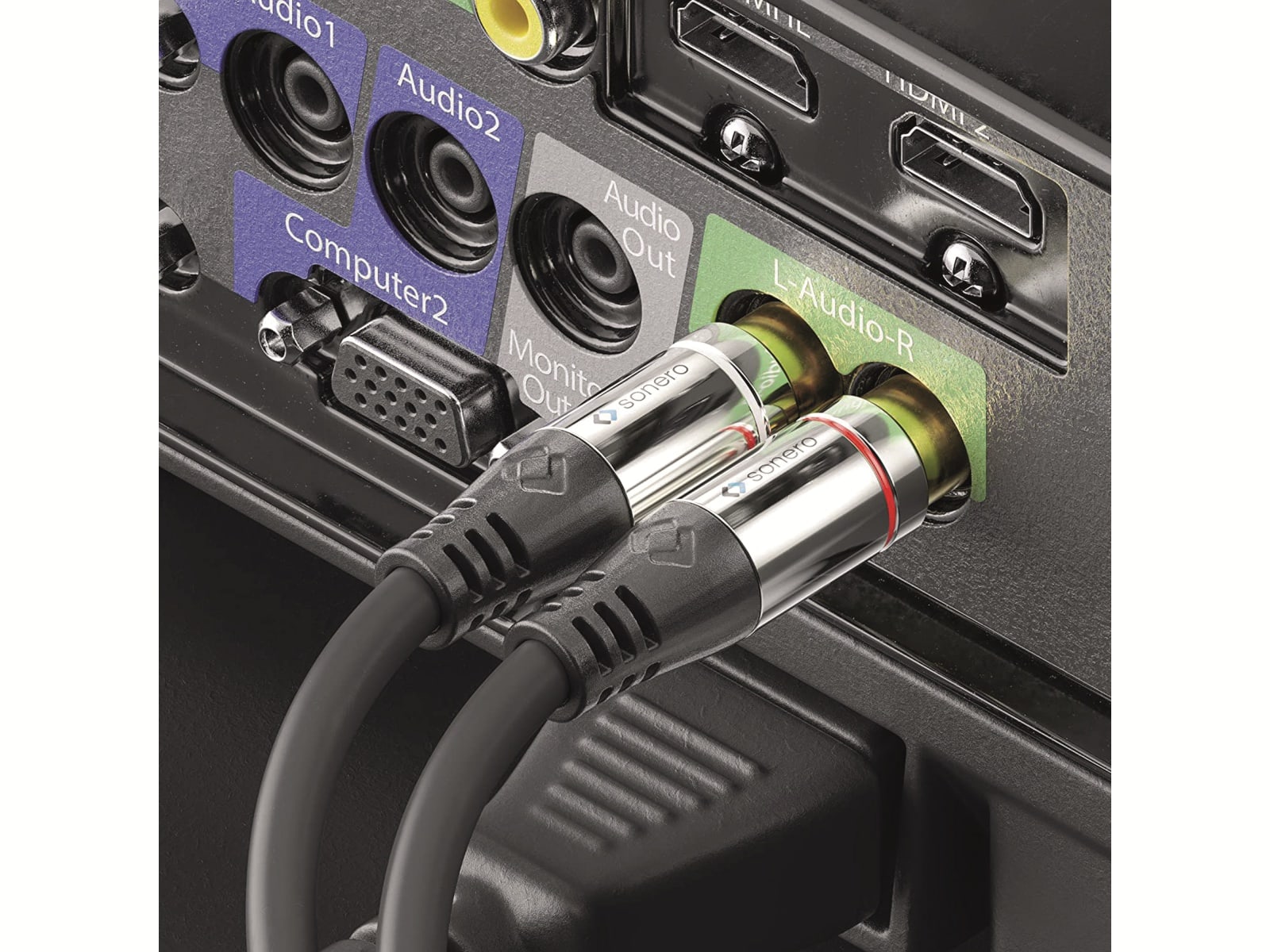 SONERO Audio-Adapterkabel, Klinke/Cinch, 3,5 mm, Stereo, 12,5 m, schwarz SONERO Audio-Adapterkabel, Klinke/Cinch, 3,5 mm, Stereo, 12,5 m, schwarz