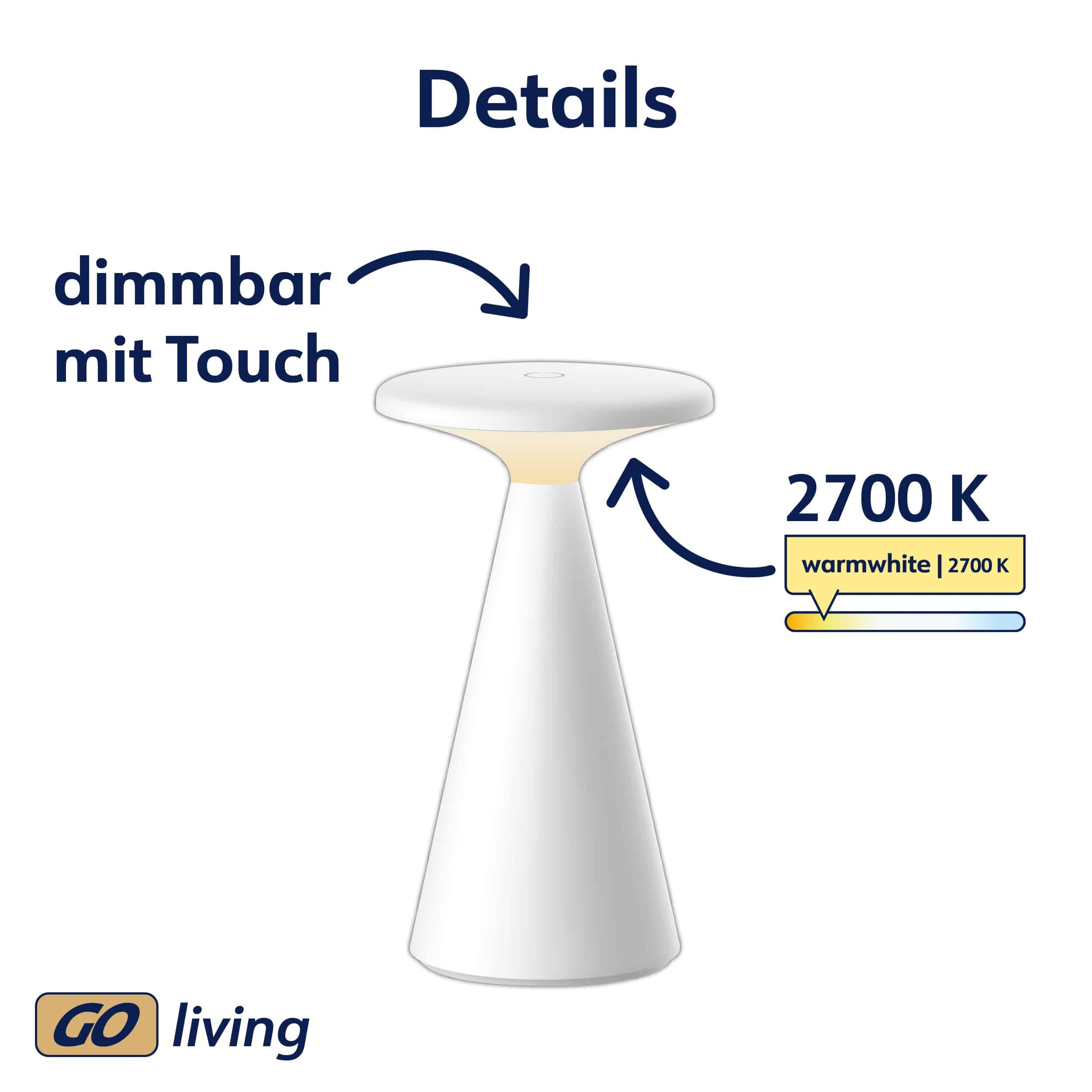 MÜLLER-LICHT LED-Akku-Tischleuchte 27700206, dimmbar, 2700K, warmweiß, weiß MÜLLER-LICHT LED-Akku-Tischleuchte 27700206, dimmbar, 2700K, warmweiß, weiß
